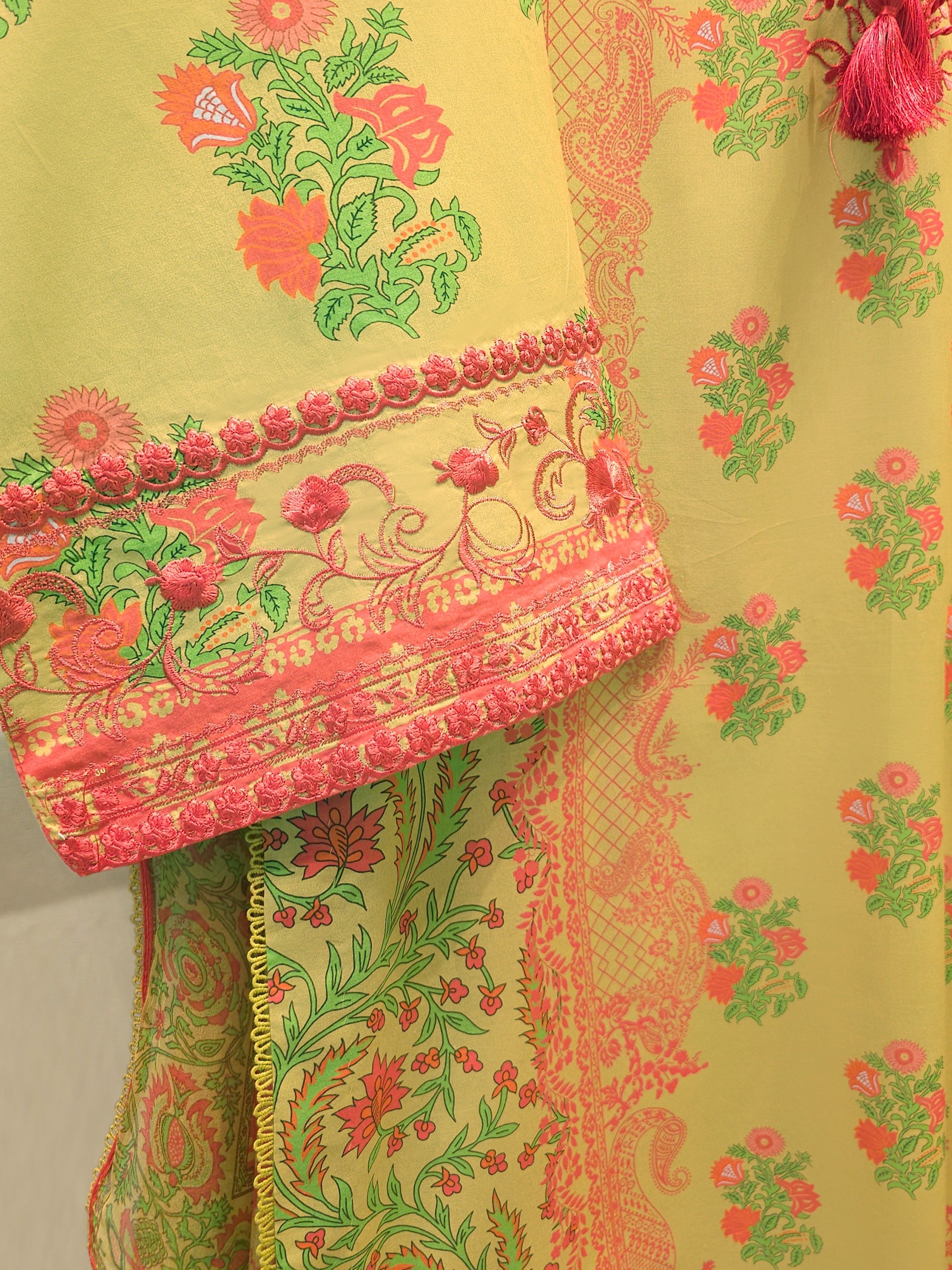 2 Piece - Digital Printed Embroidered Cambric Suit S112474 - Image 3