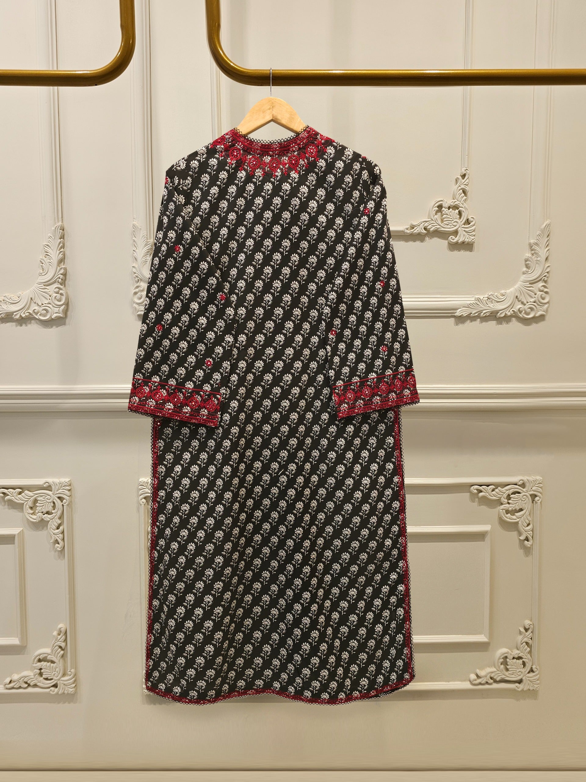 2 Piece - Digital Printed Embroidered Cambric Suit S113085 - Image 4