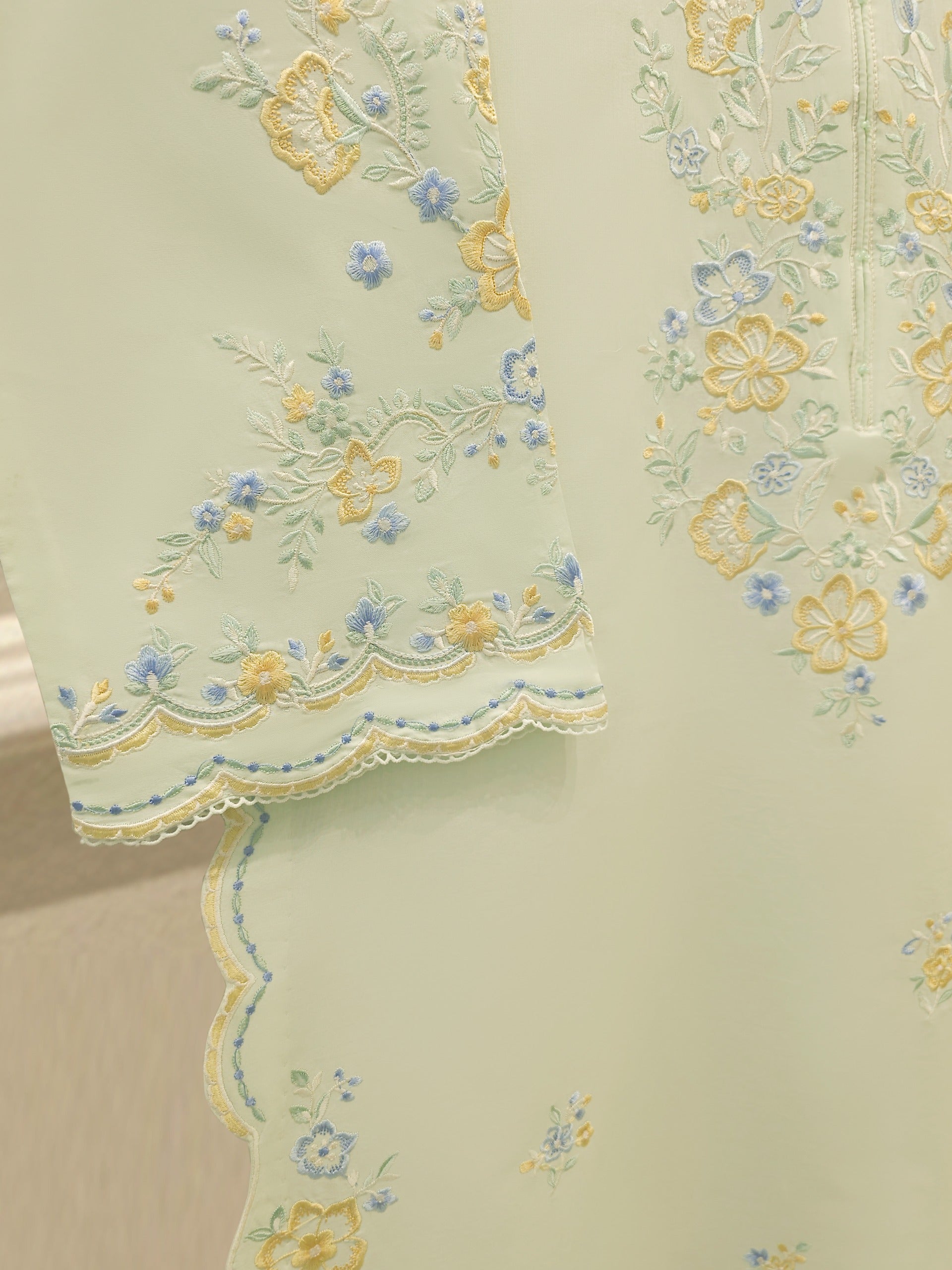 2 Piece - Embroidered Cambric Suit S112320 - Image 3