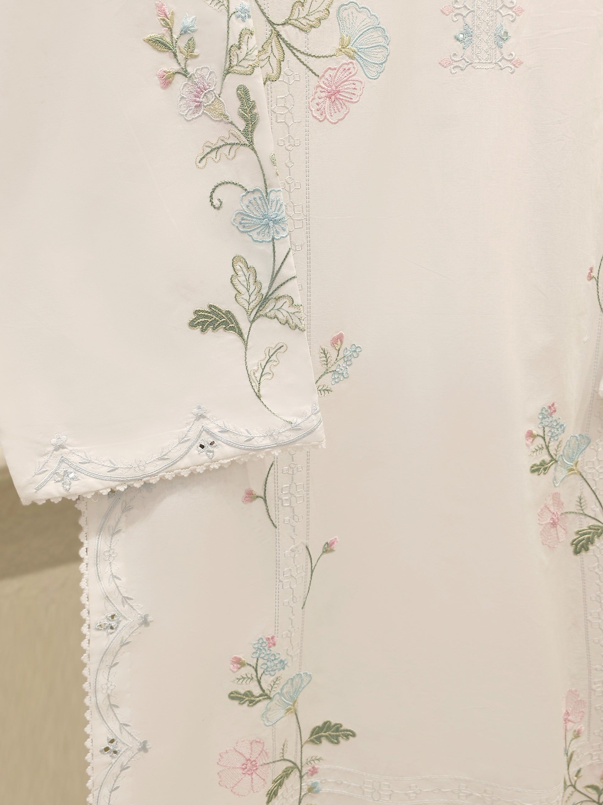 2 Piece - Embroidered Cambric Suit S112337 - Image 3
