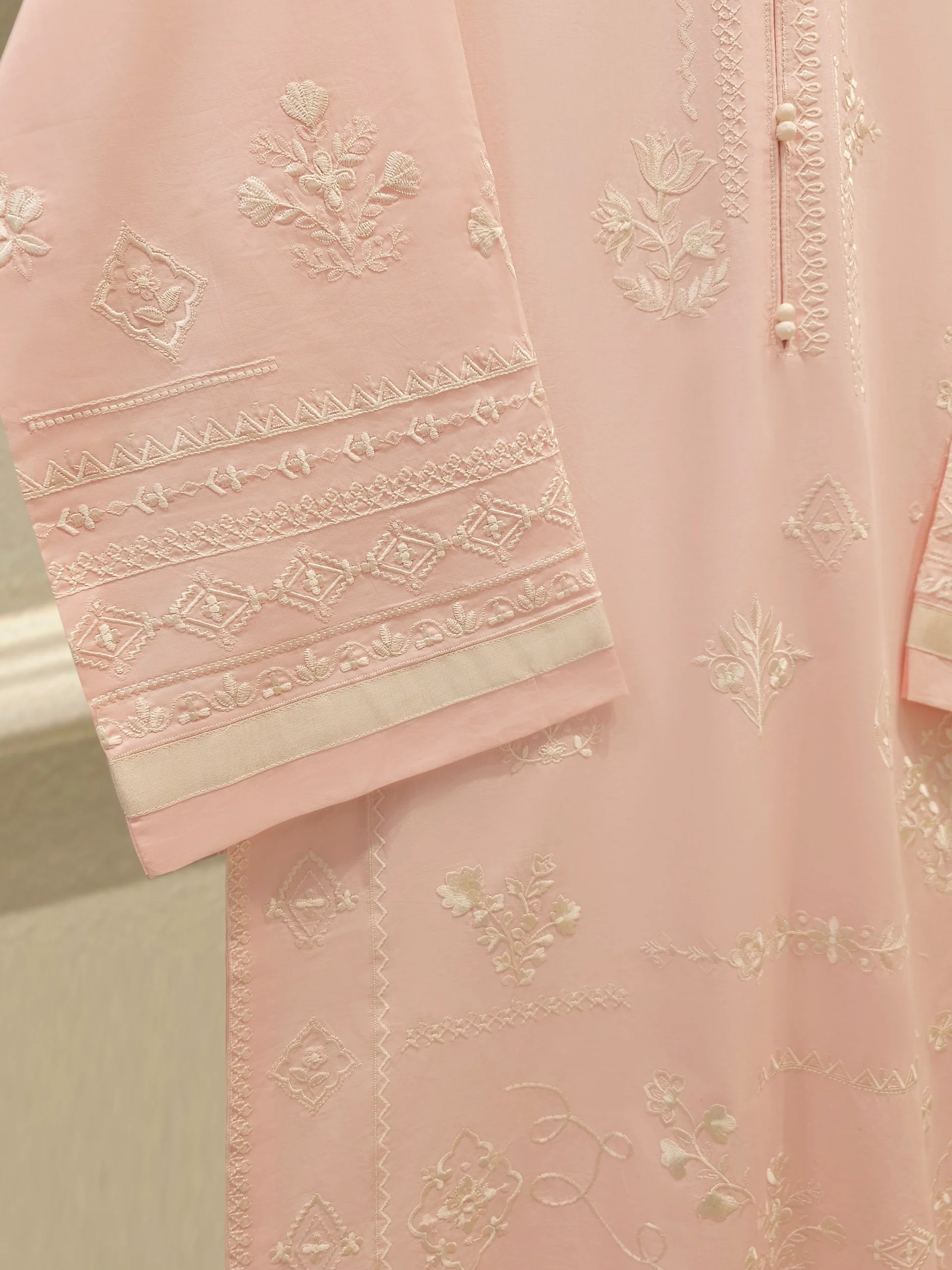 2 Piece - Embroidered Cambric Suit S112407 - Image 3