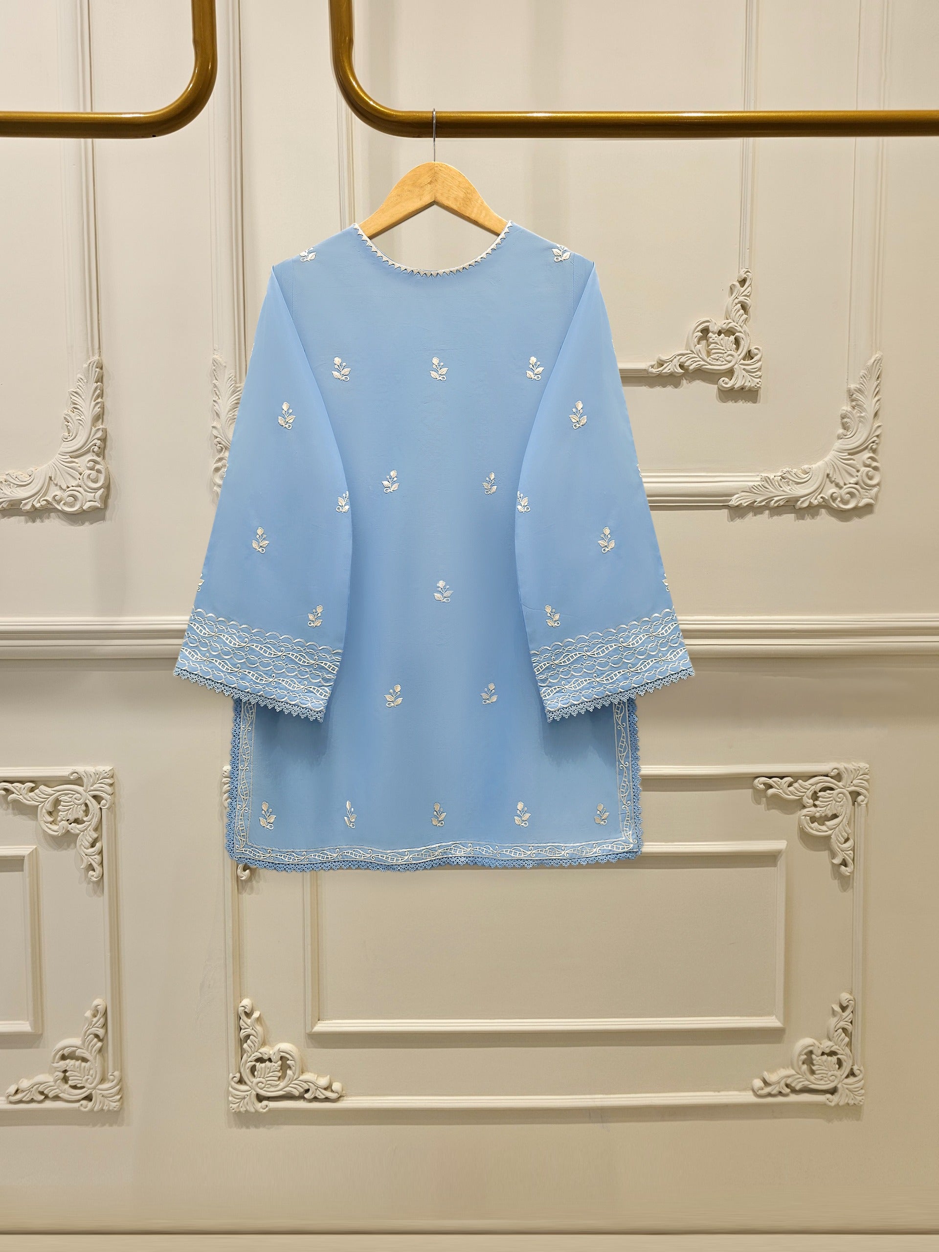2 Piece - Embroidered Cambric Suit S112411 - Image 4
