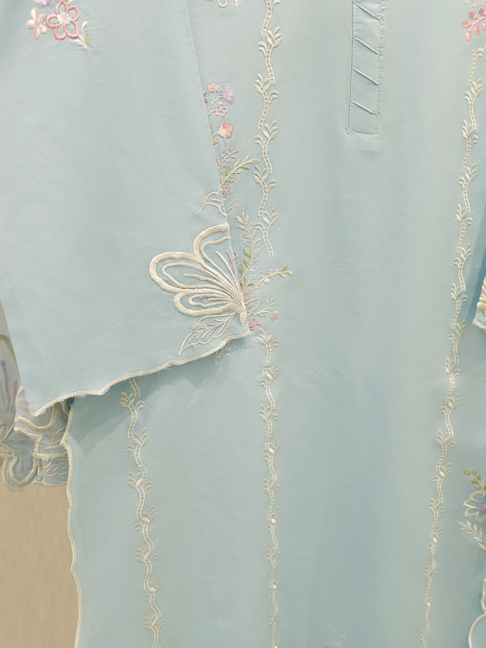 2 Piece - Embroidered Cambric Suit S112416 - Image 3