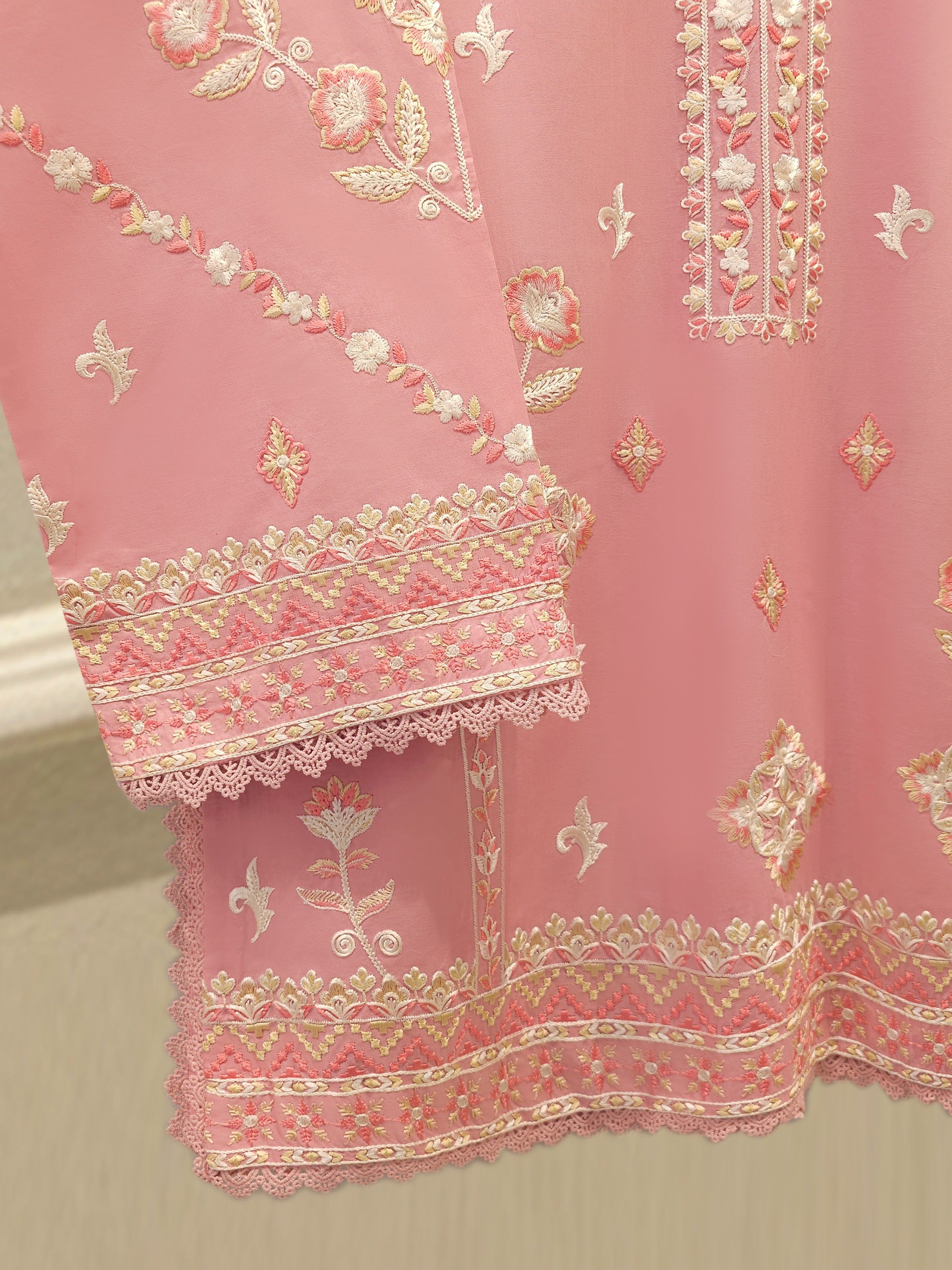 2 Piece - Embroidered Cambric Suit S112445 - Image 3