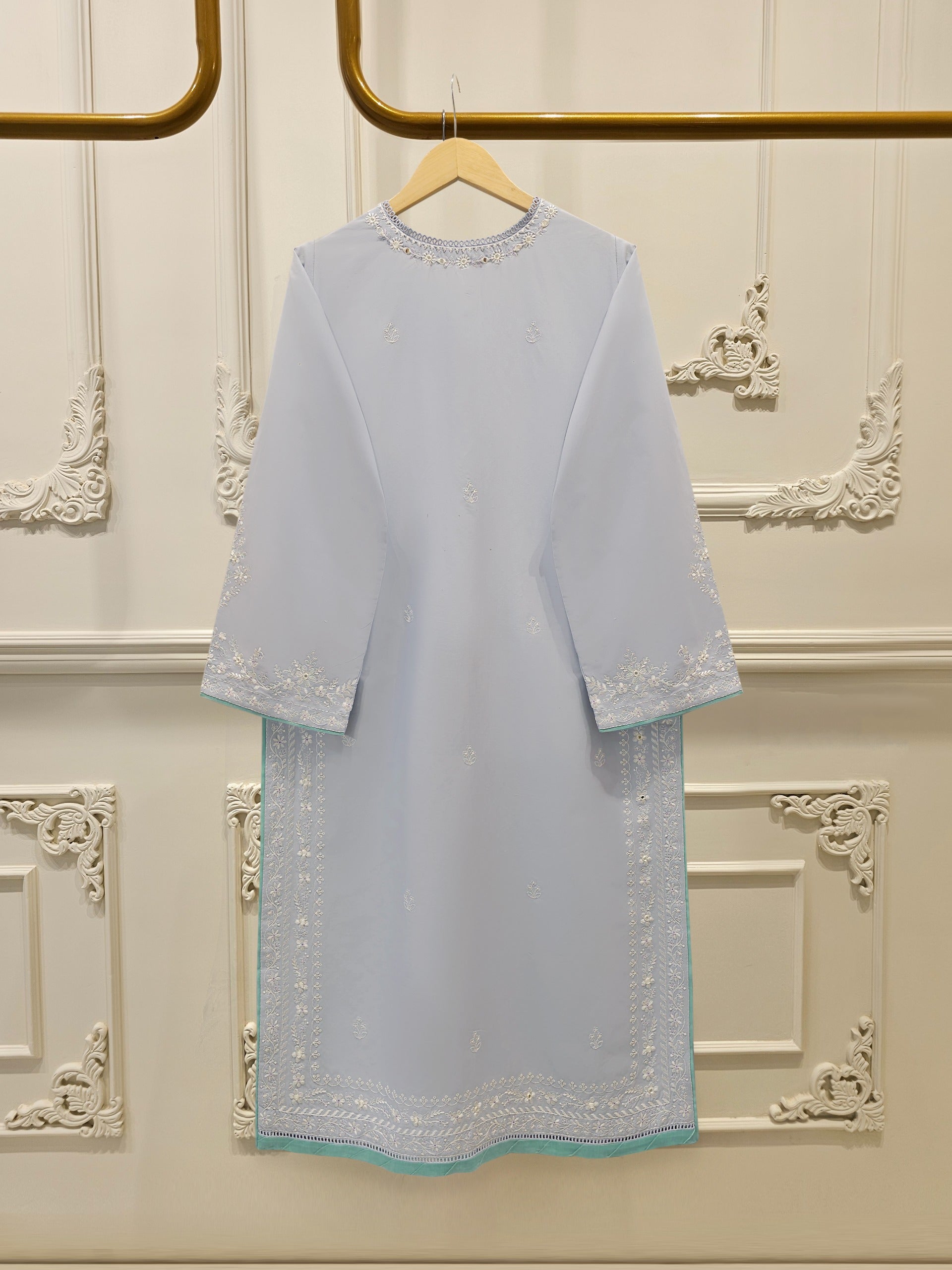 2 Piece - Embroidered Cambric Suit  S113055 - Image 4