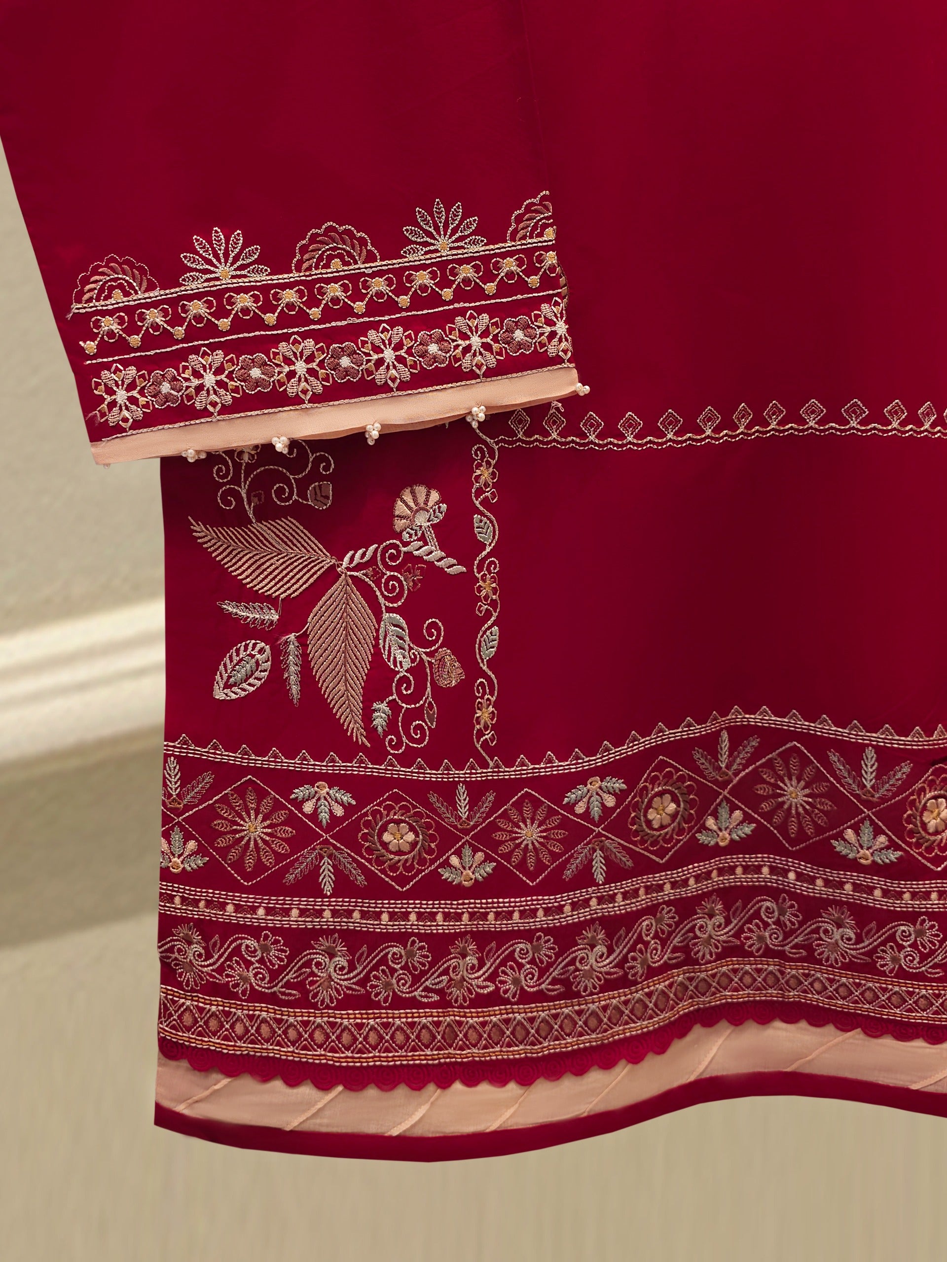 2 Piece - Embroidered Cambric Suit  S113068 - Image 3