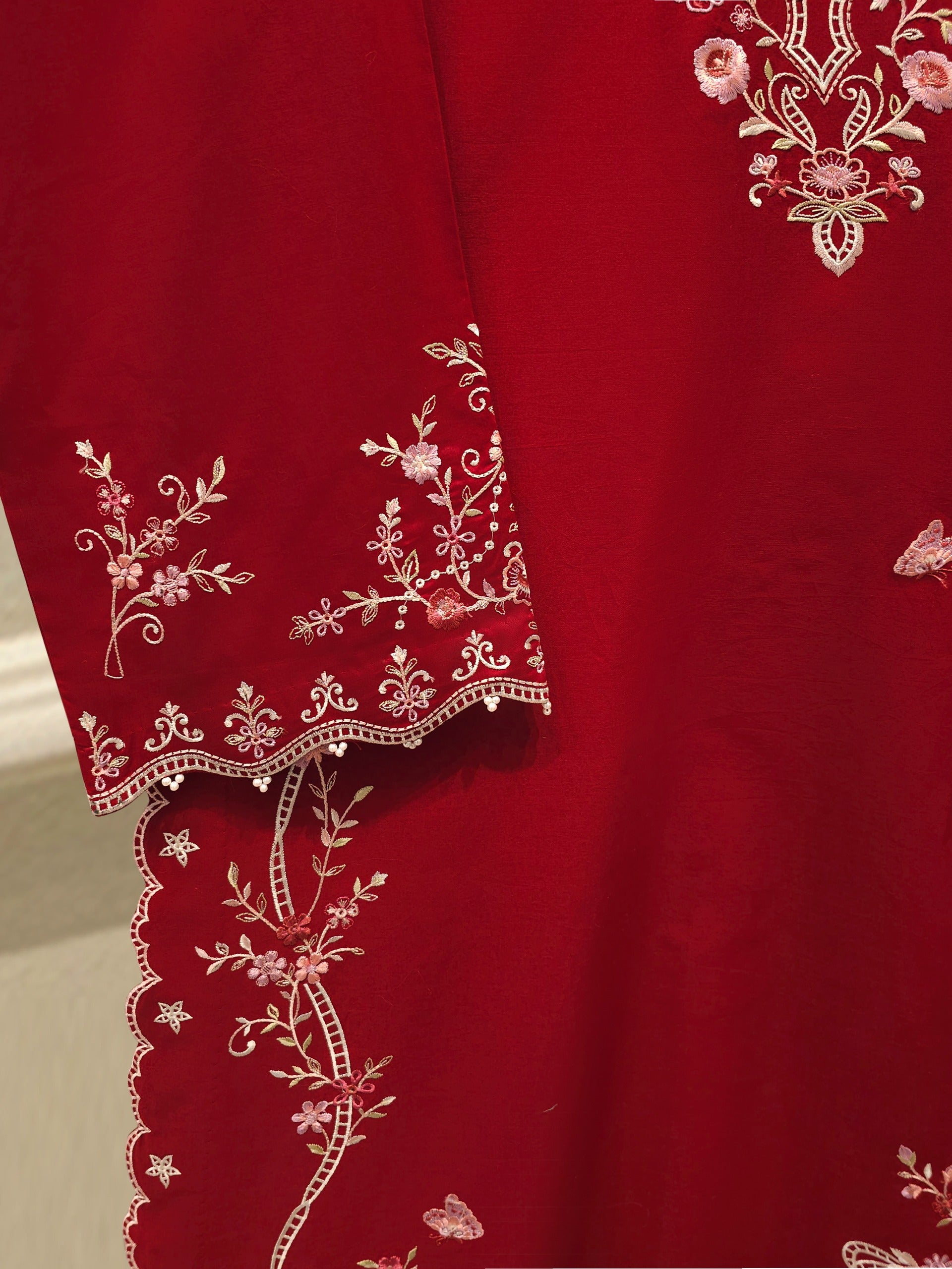 2 Piece - Embroidered Cambric Suit WS00251 - Image 3