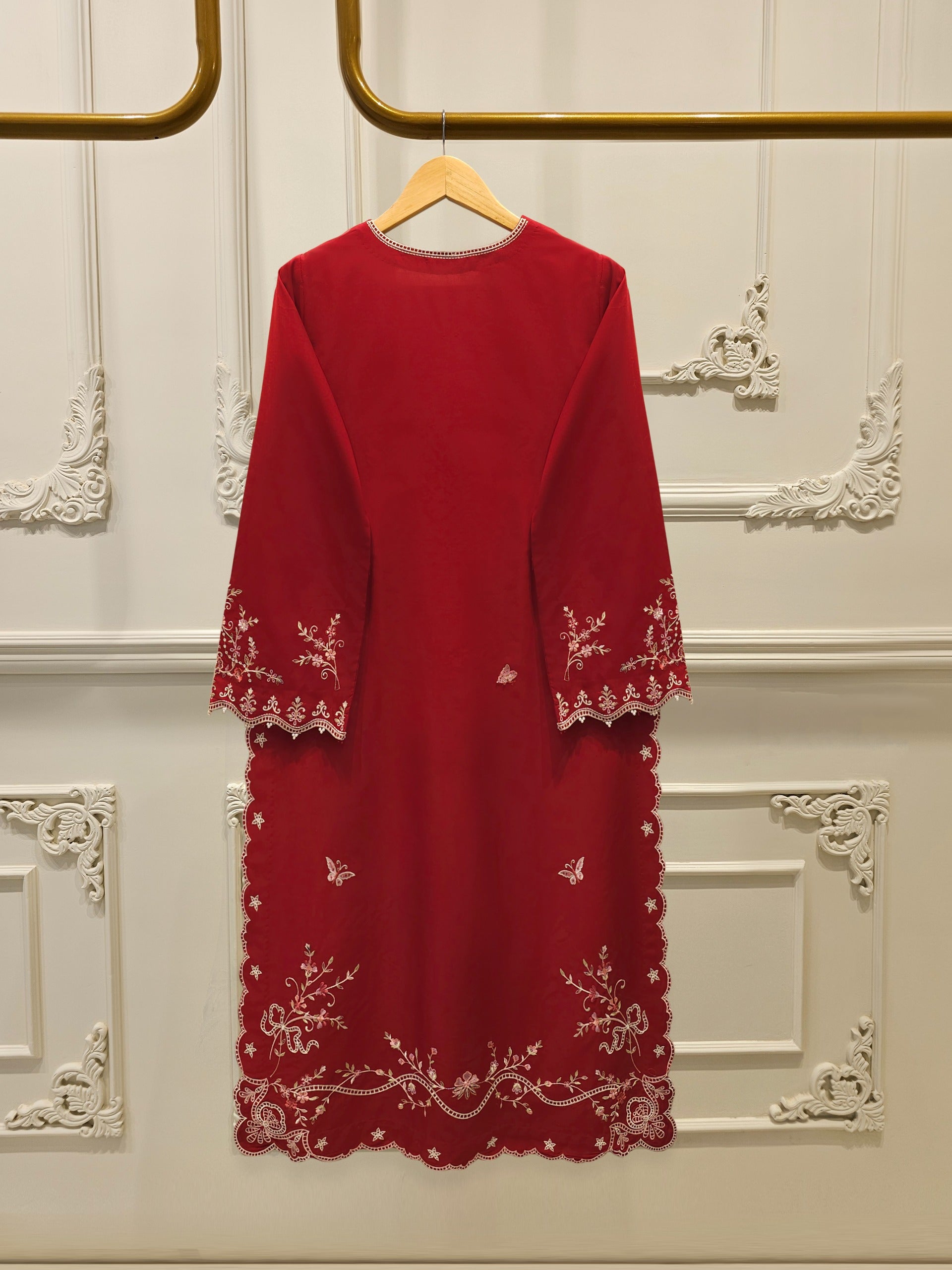 2 Piece - Embroidered Cambric Suit WS00251 - Image 5
