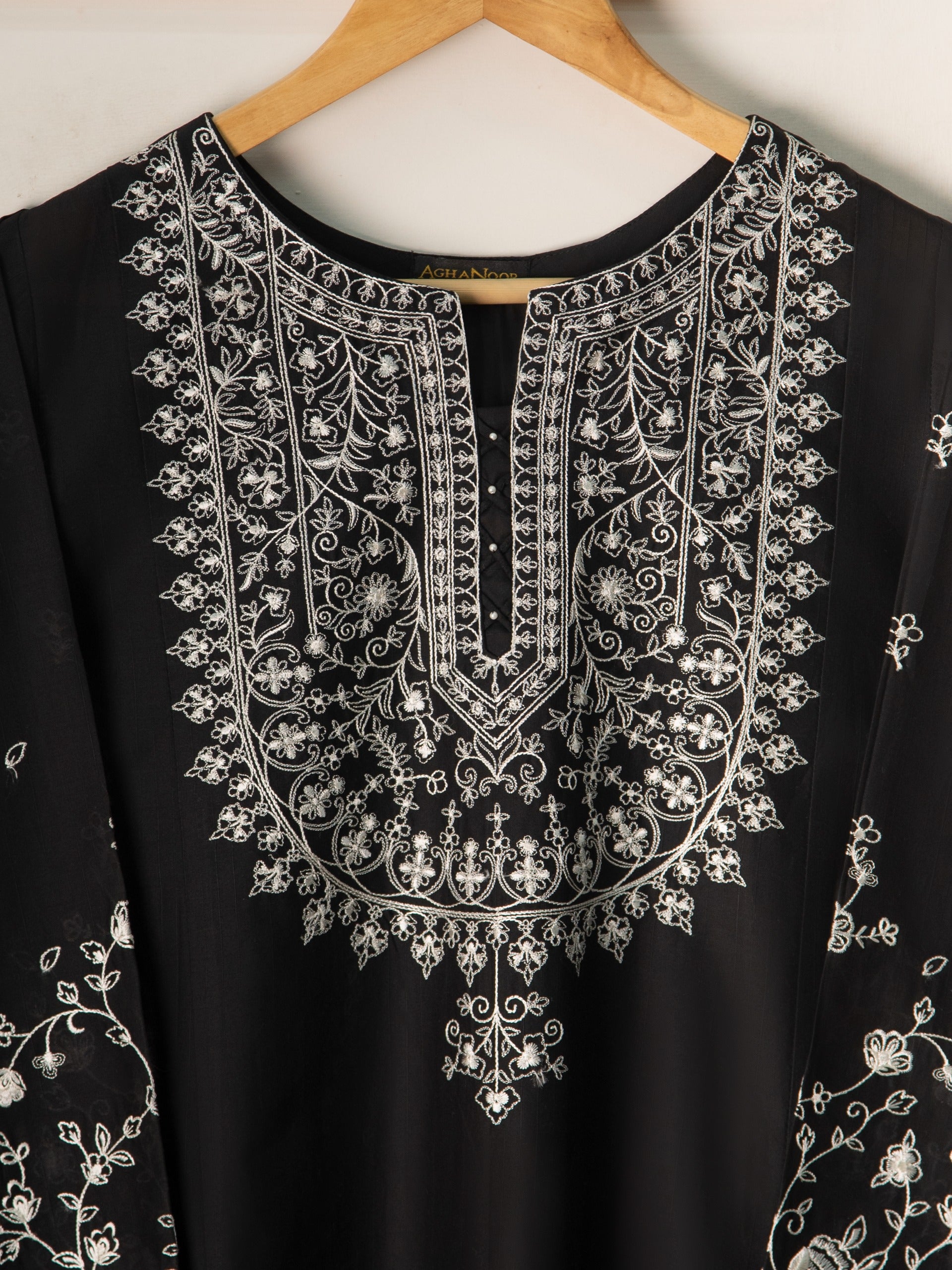 2 Piece - Embroidered Jacquard Frock S111055 - Image 2