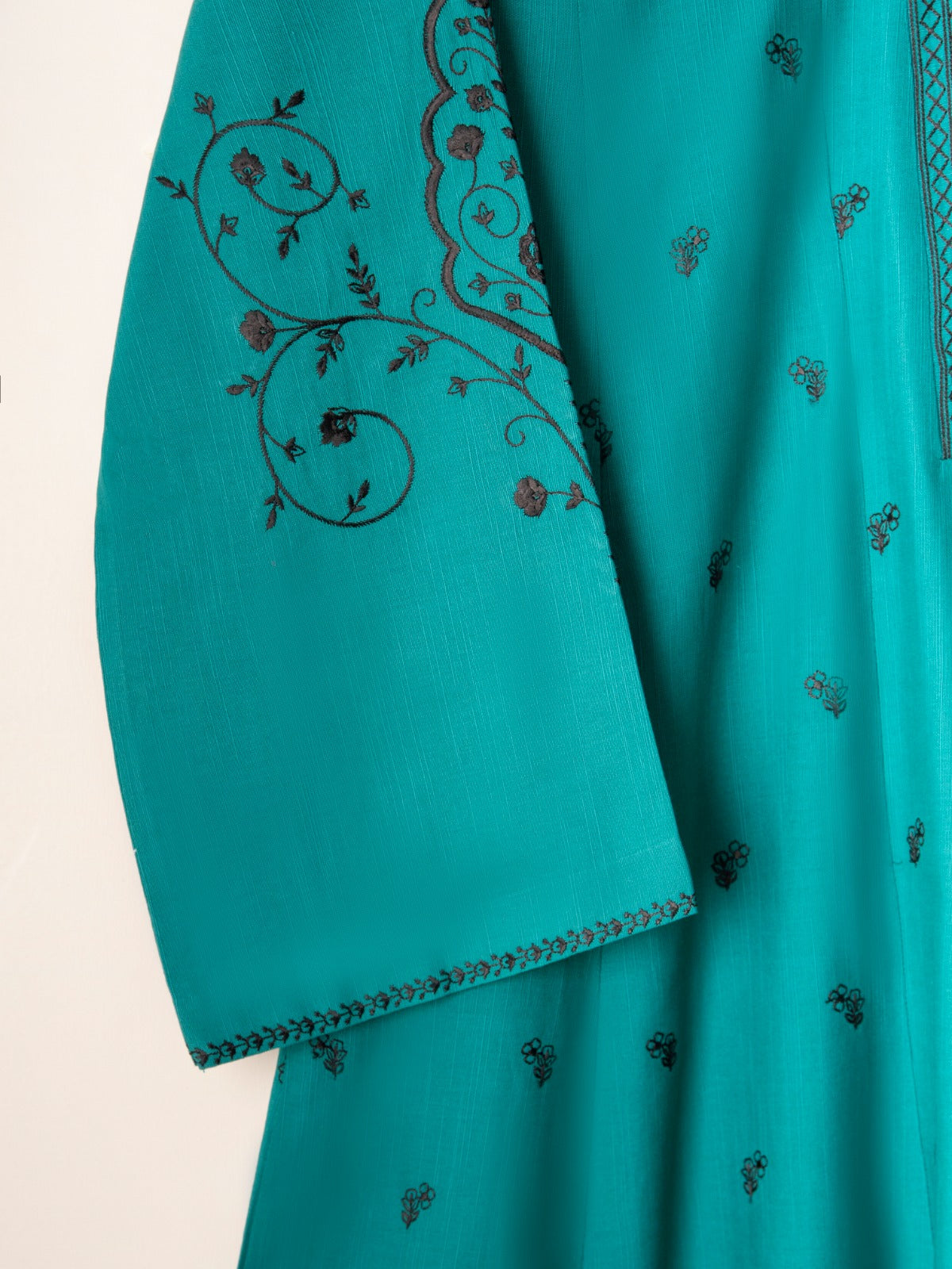 2 Piece - Embroidered Khaddar Frock S110699 - Image 3