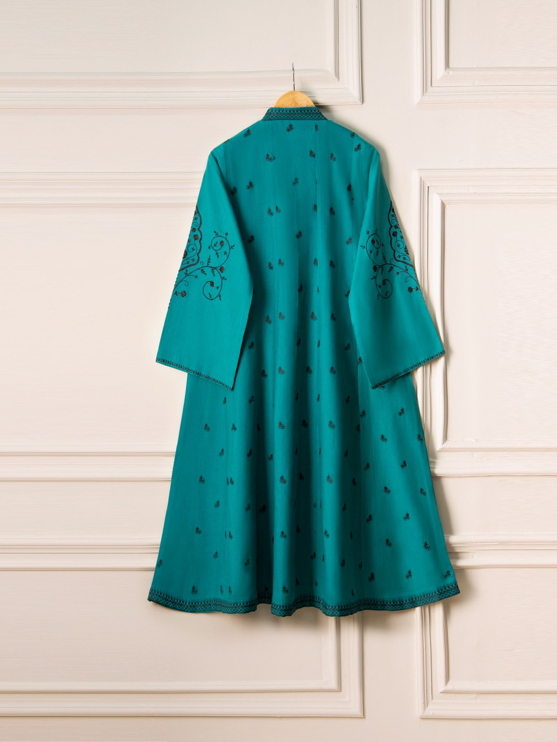 2 Piece - Embroidered Khaddar Frock S110699 - Image 5