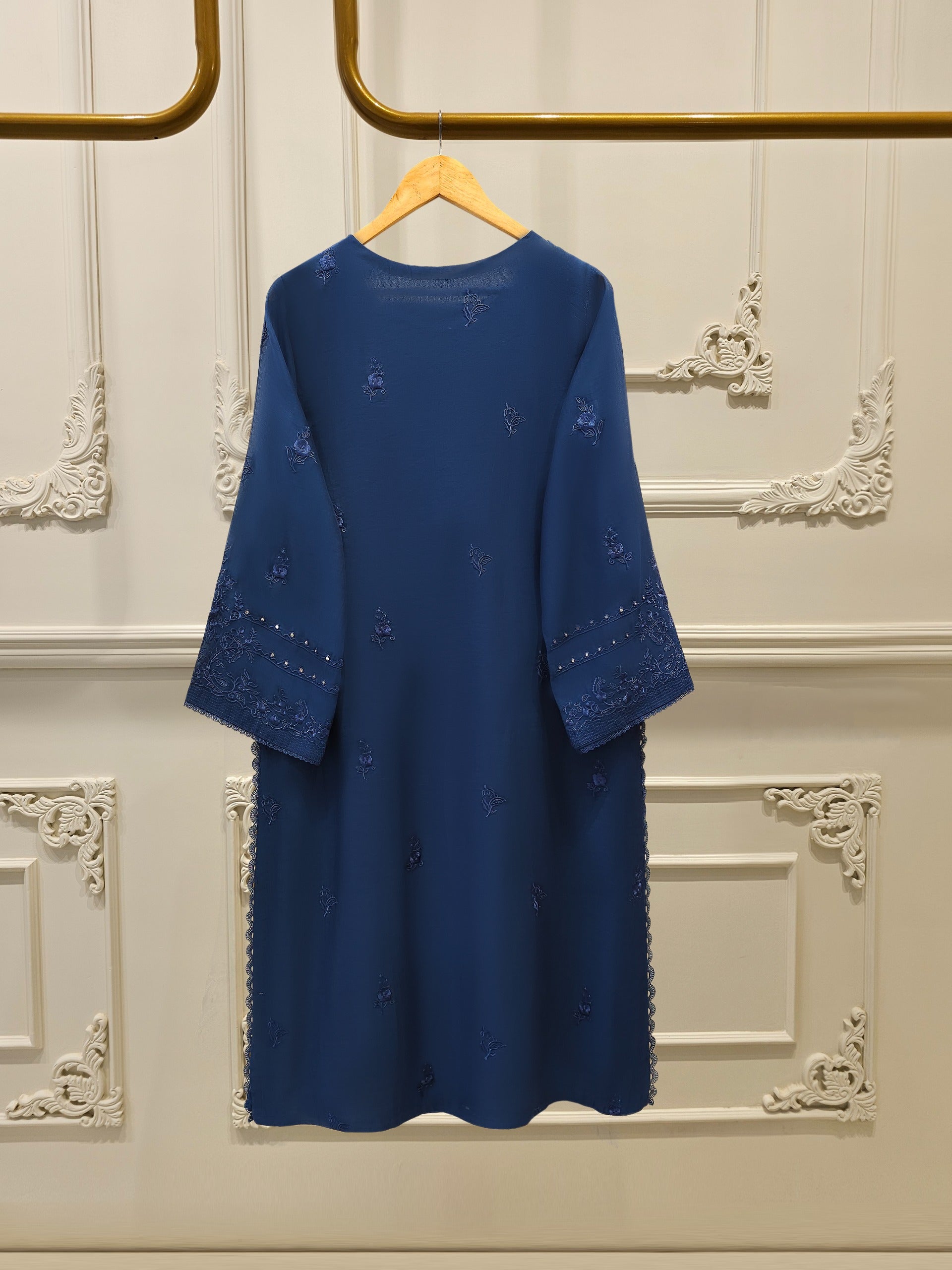 2 Piece - Embroidered Kora Cotton Silk Suit S111822 - Image 3