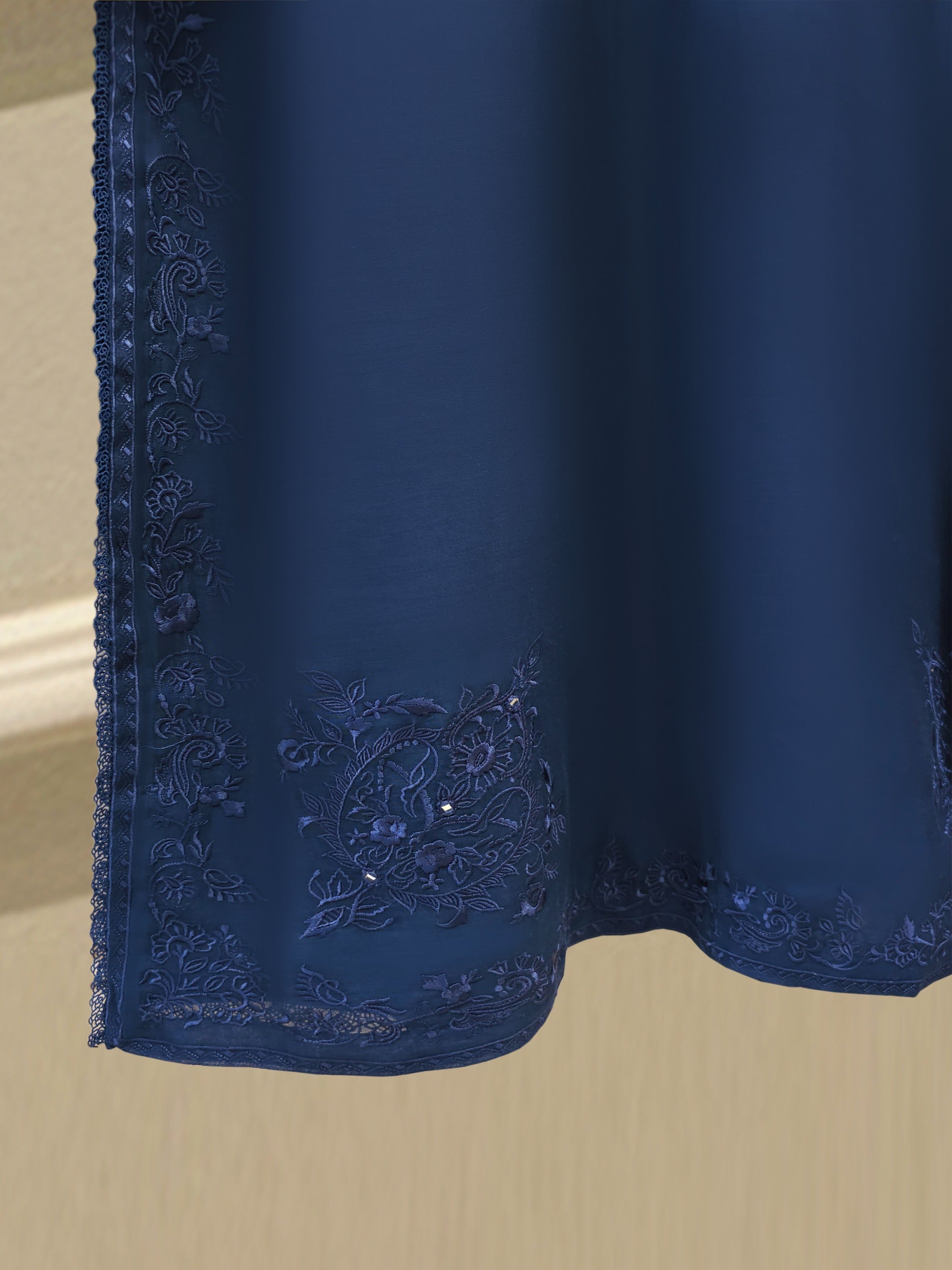 2 Piece - Embroidered Kora Cotton Silk Suit S111822 - Image 8