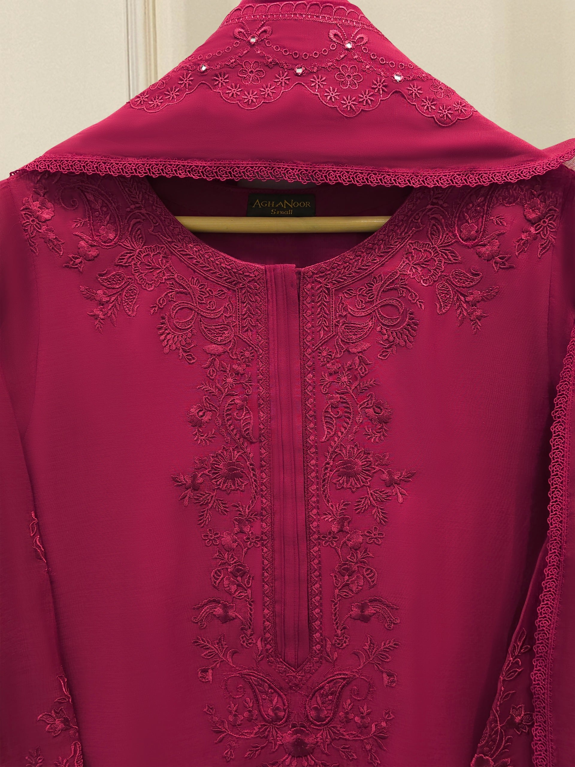 2 Piece - Embroidered Kora Cotton Silk Suit S111840 - Image 2