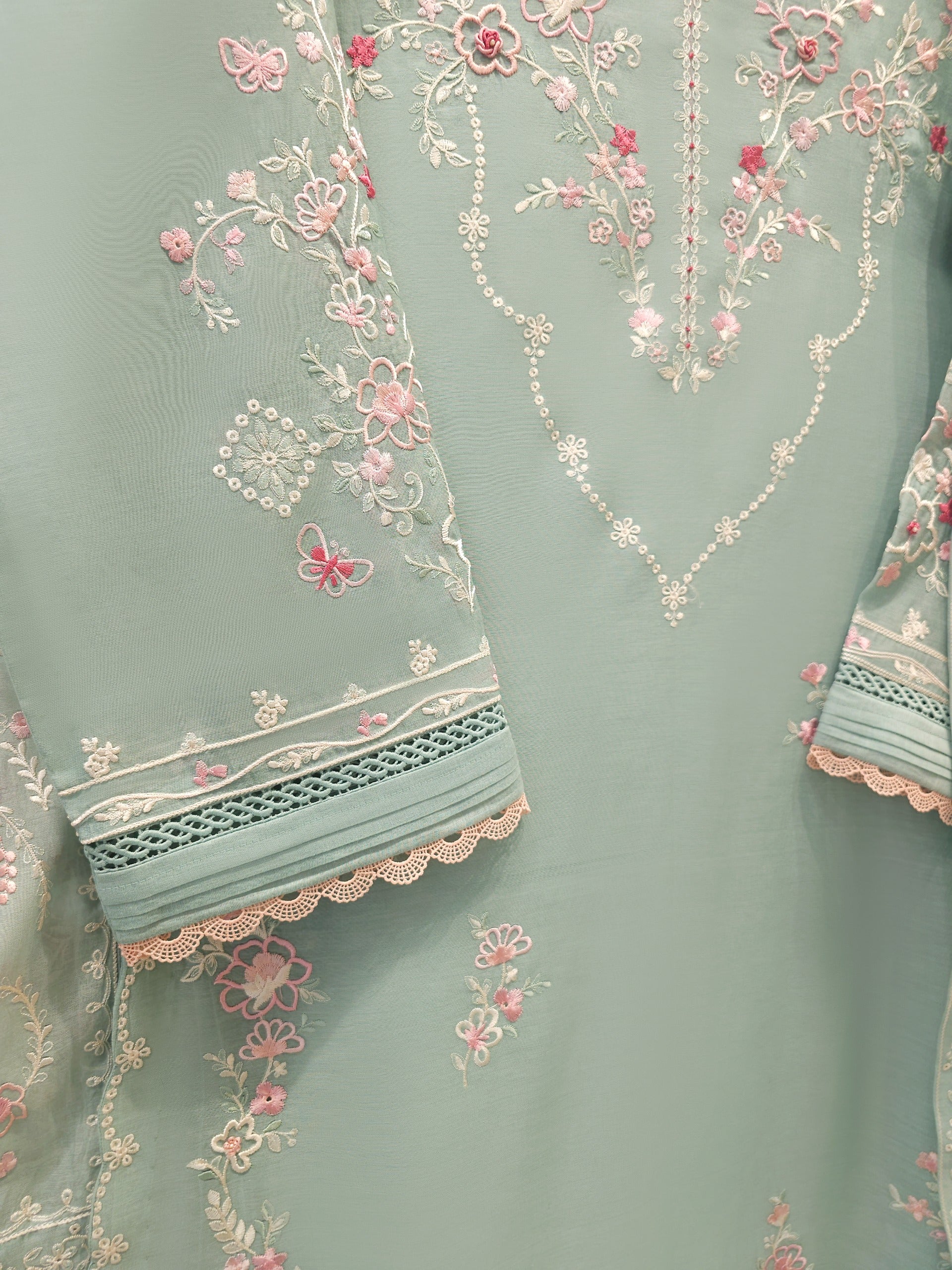 2 Piece - Embroidered Kora Cotton Silk Suit S111911 - Image 2