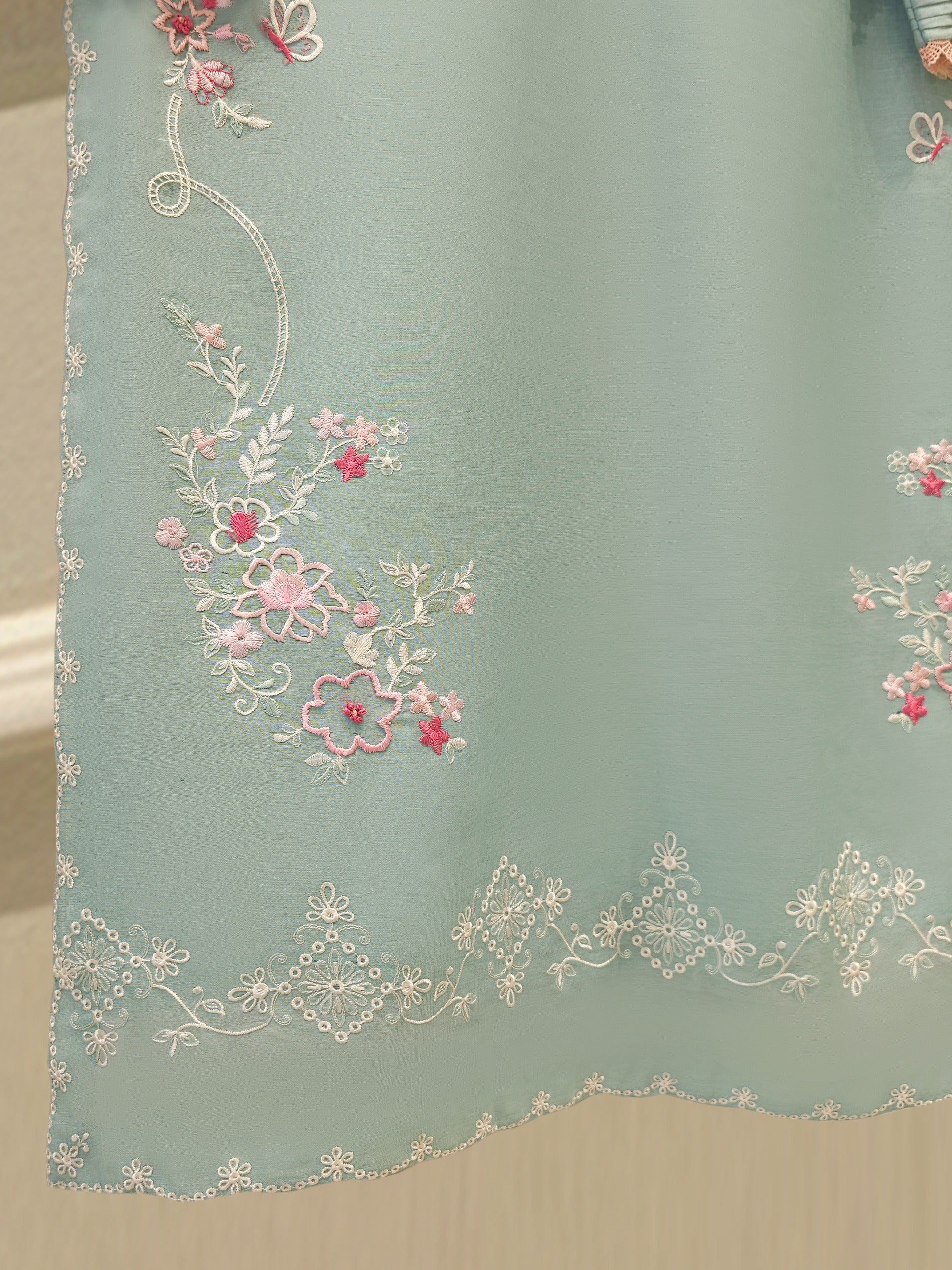 2 Piece - Embroidered Kora Cotton Silk Suit S111911 - Image 4