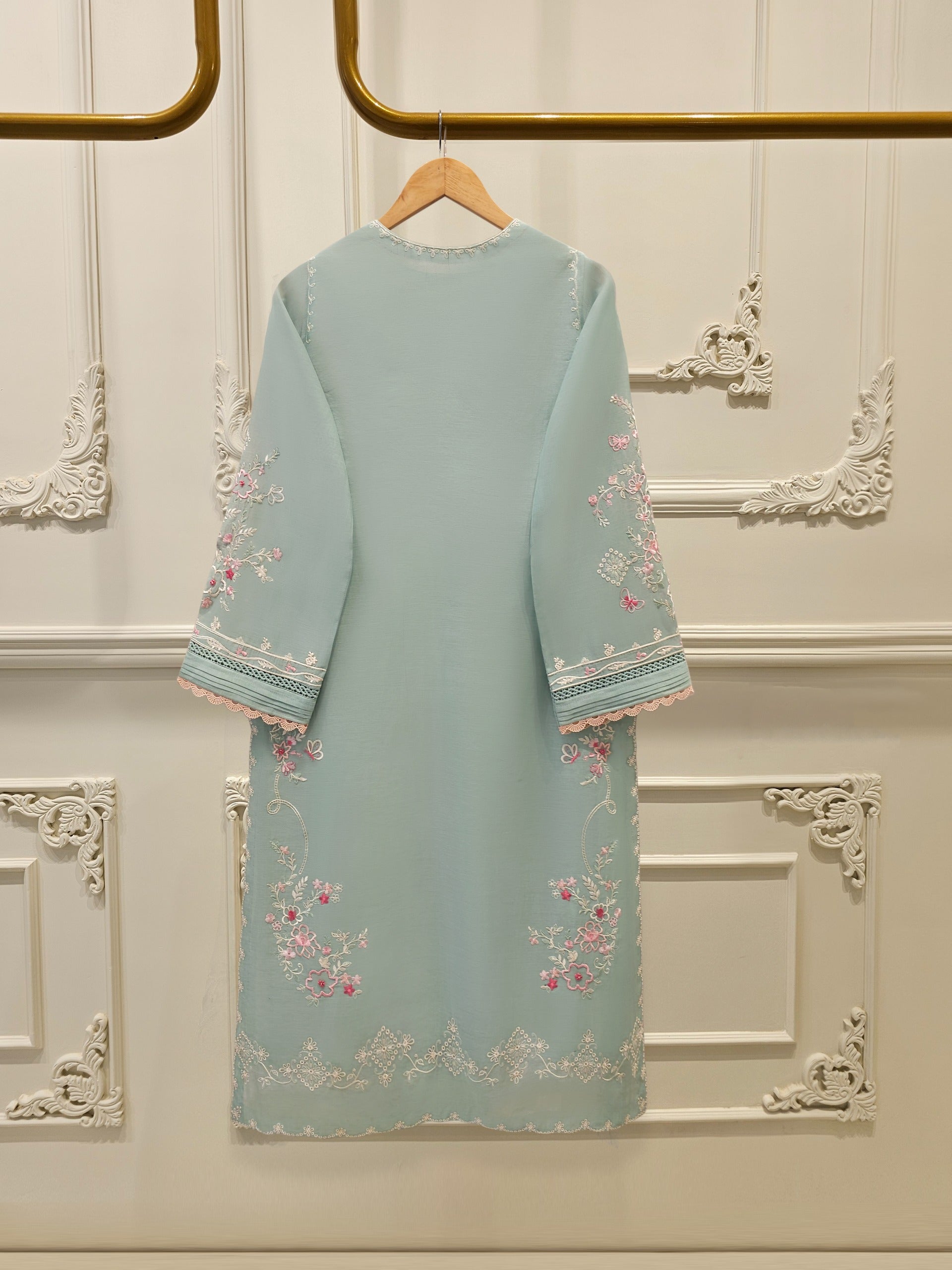 2 Piece - Embroidered Kora Cotton Silk Suit S111911 - Image 5