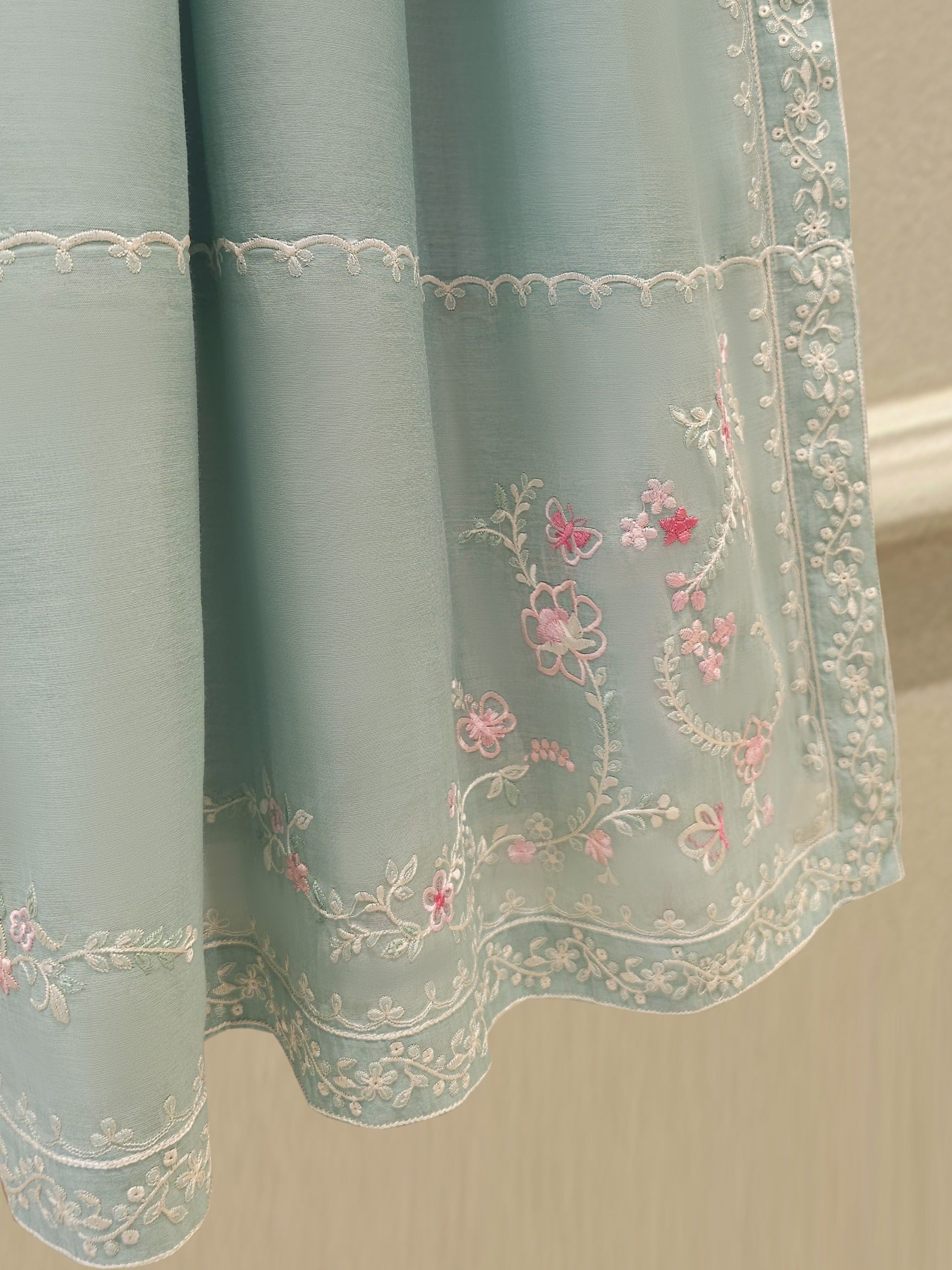 2 Piece - Embroidered Kora Cotton Silk Suit S111911 - Image 6