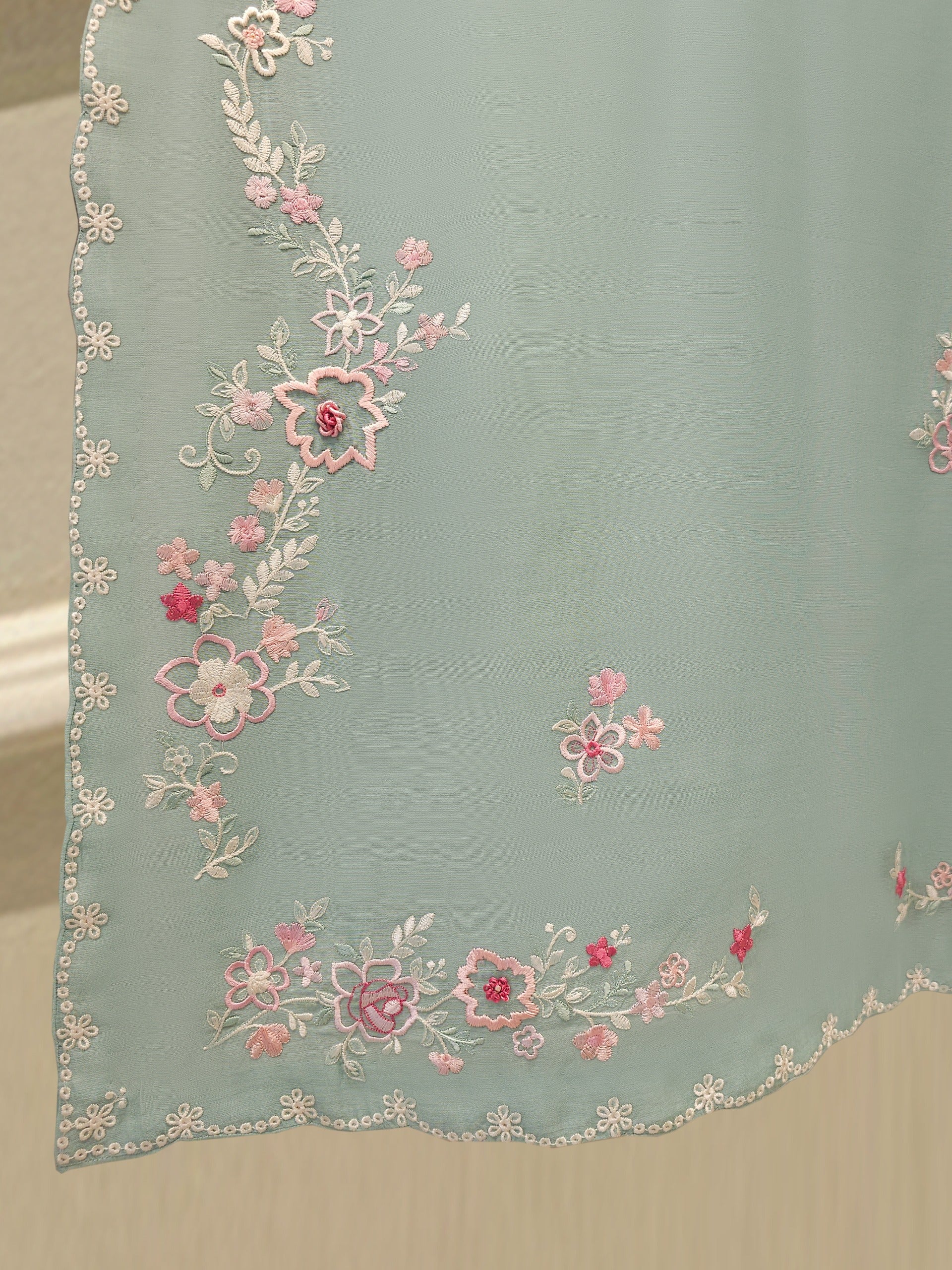 2 Piece - Embroidered Kora Cotton Silk Suit S111911 - Image 7