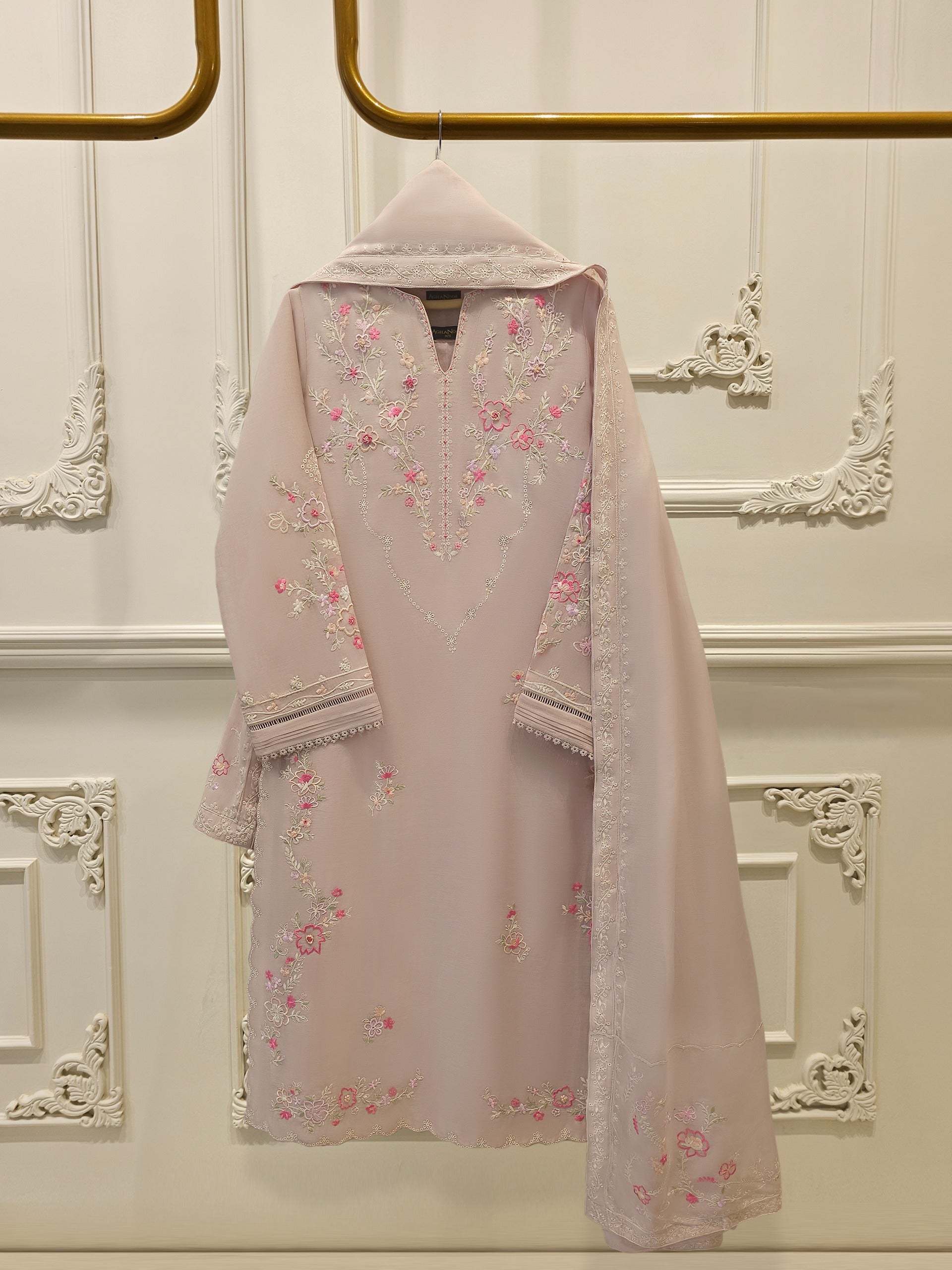 2 Piece - Embroidered Kora Cotton Silk Suit S111913