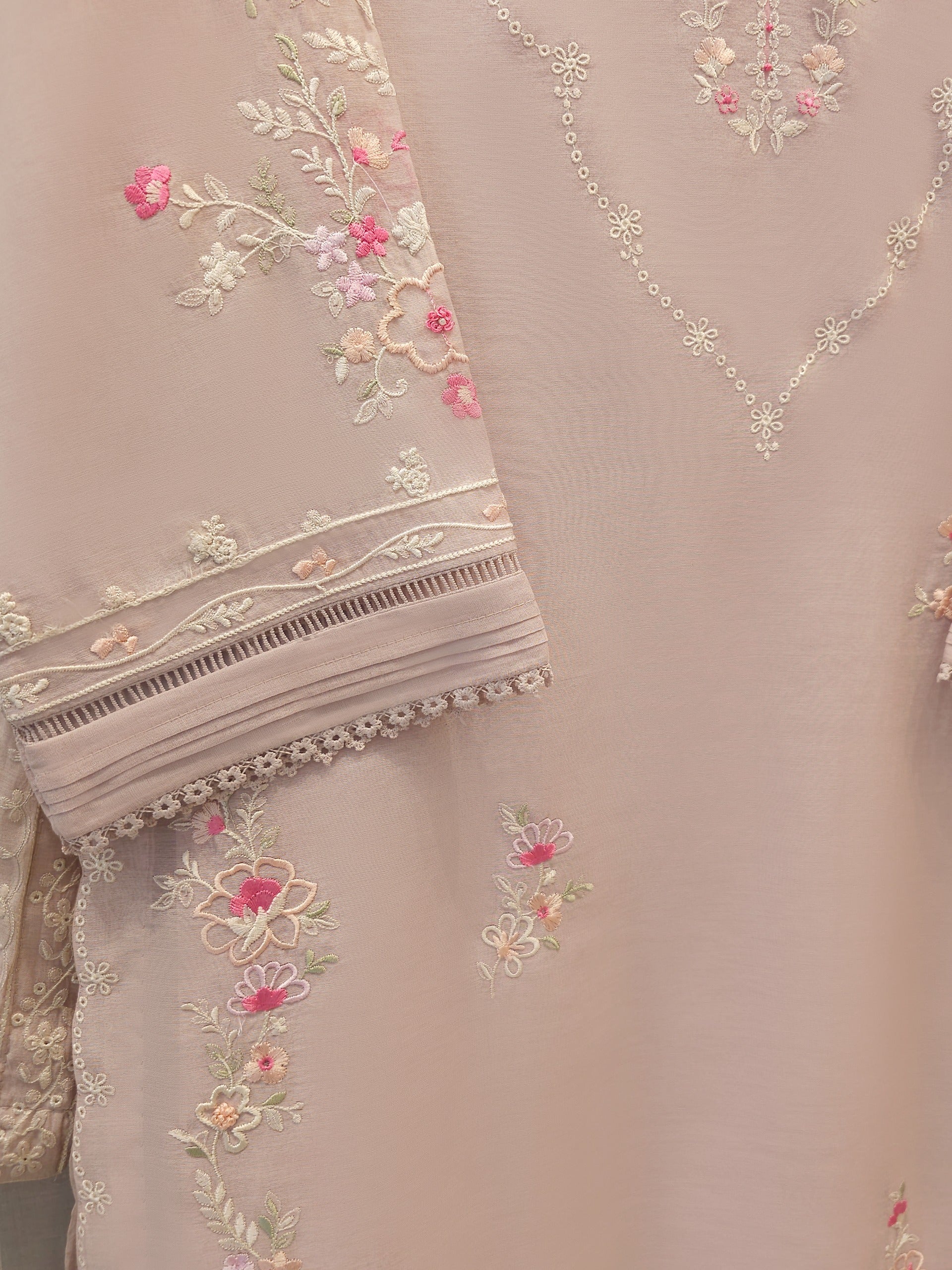2 Piece - Embroidered Kora Cotton Silk Suit S111913 - Image 2