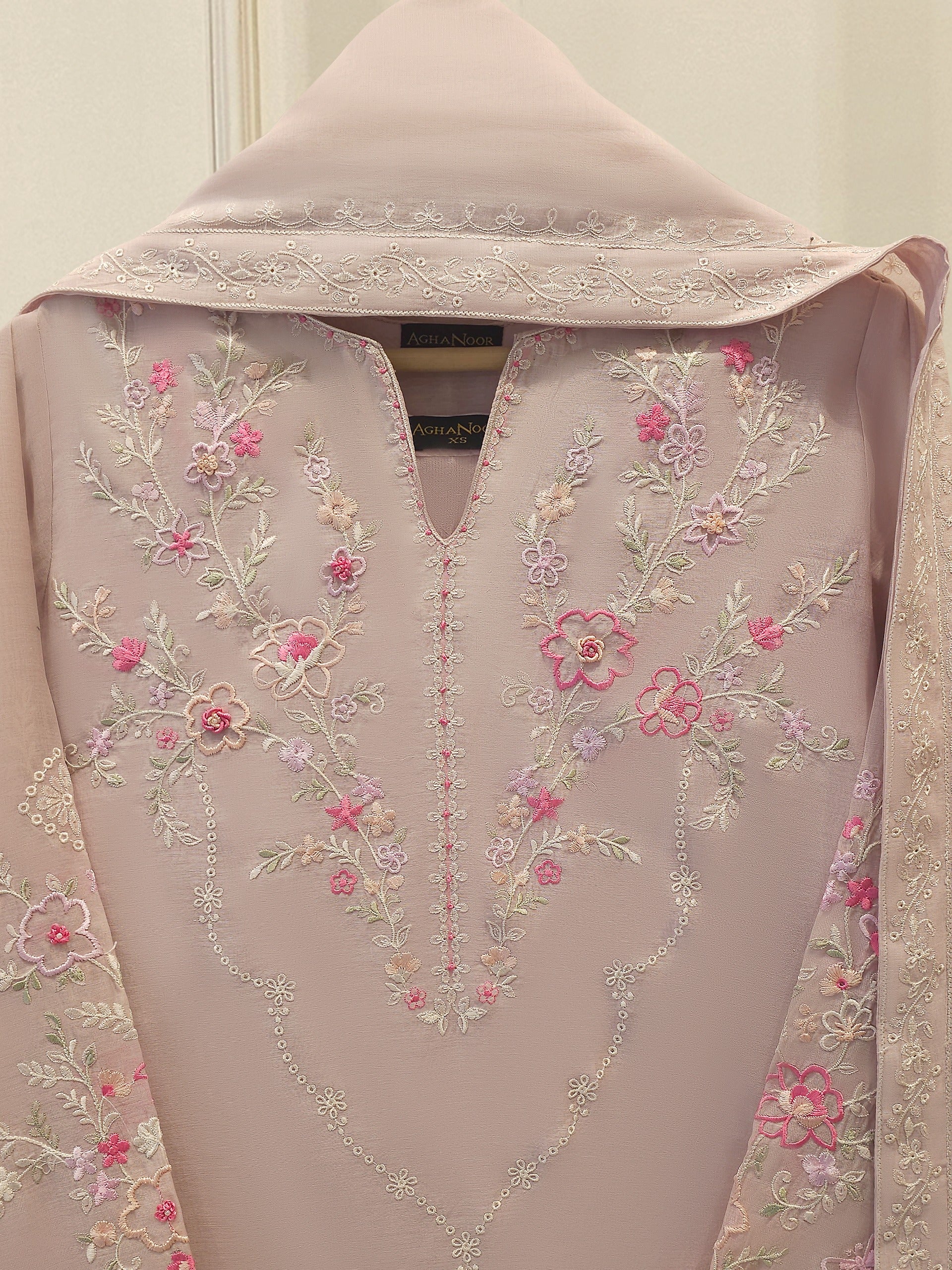 2 Piece - Embroidered Kora Cotton Silk Suit S111913 - Image 3