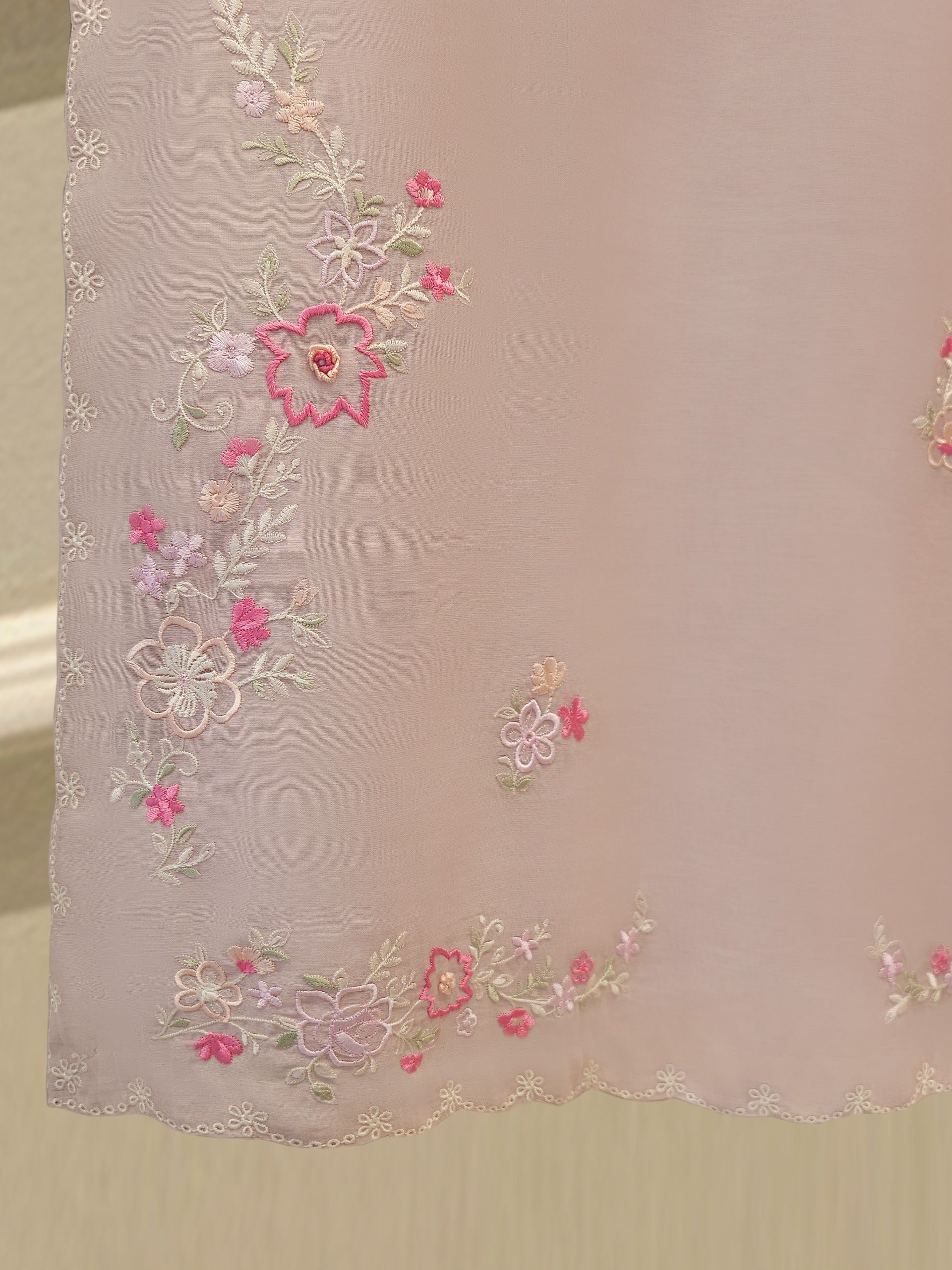 2 Piece - Embroidered Kora Cotton Silk Suit S111913 - Image 4