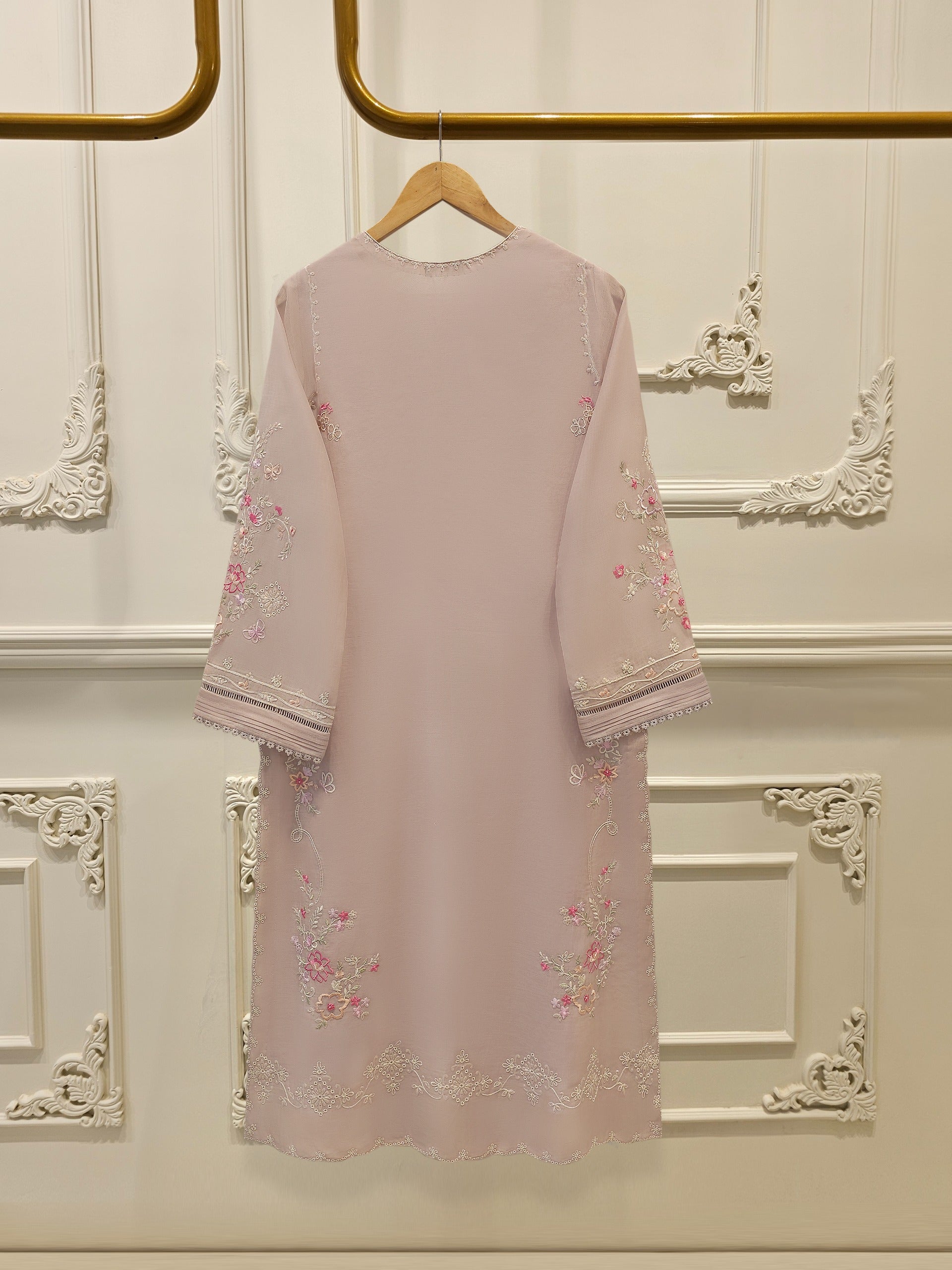 2 Piece - Embroidered Kora Cotton Silk Suit S111913 - Image 5