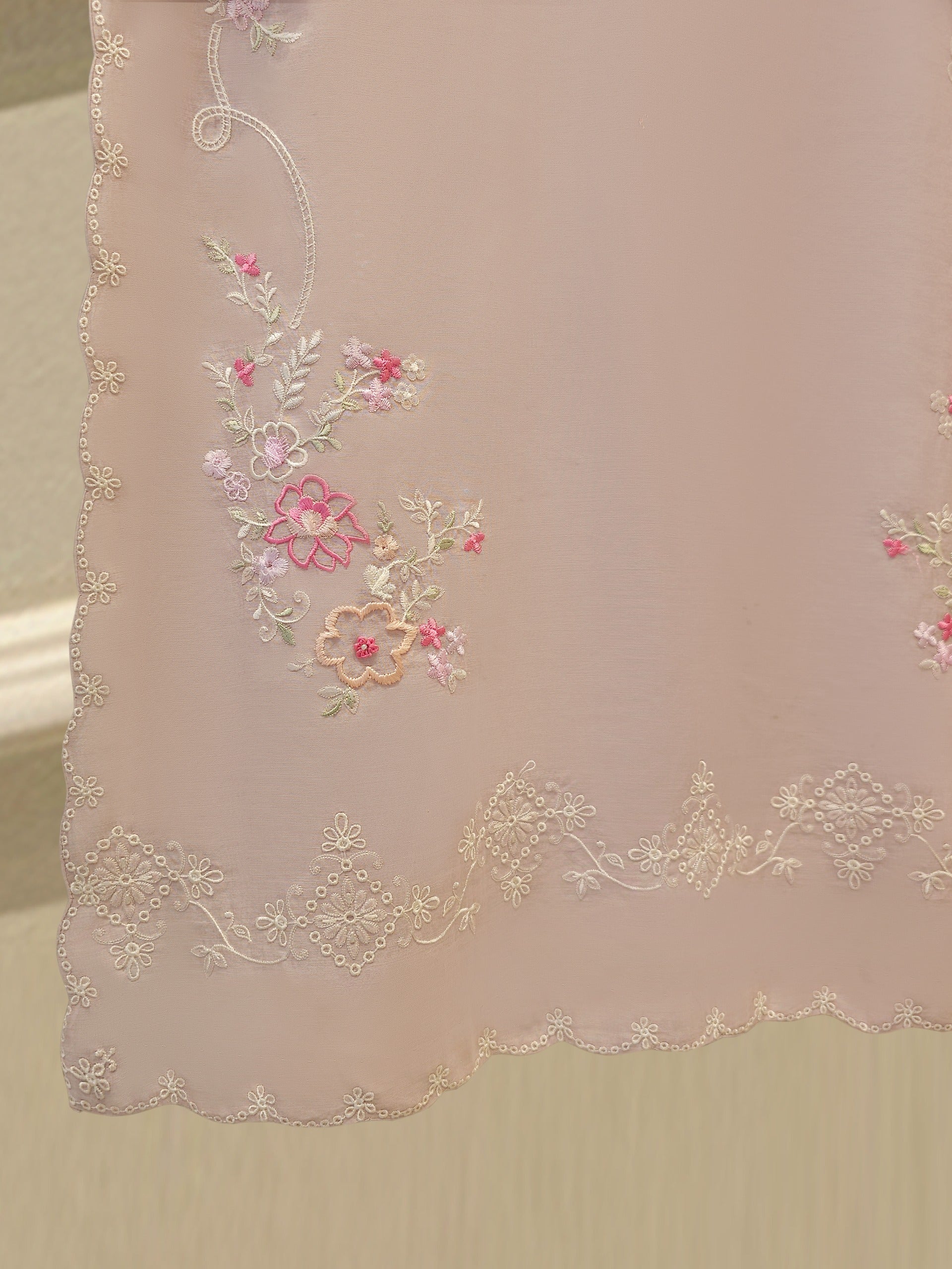 2 Piece - Embroidered Kora Cotton Silk Suit S111913 - Image 6