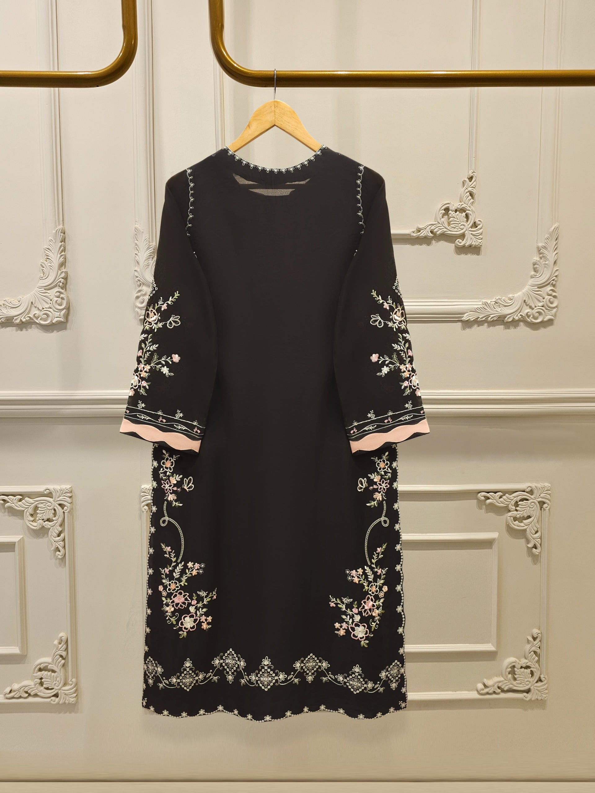 2 Piece - Embroidered Kora Cotton Silk Suit S112108 - Image 5
