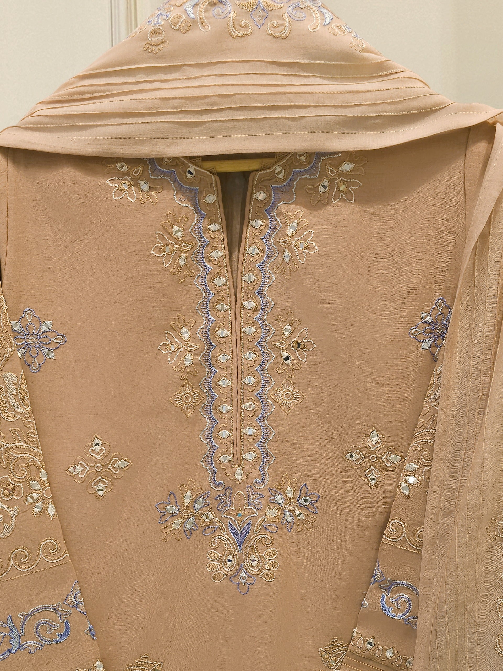 2 Piece - Embroidered Kora Cotton Suit  S112820 - Image 2