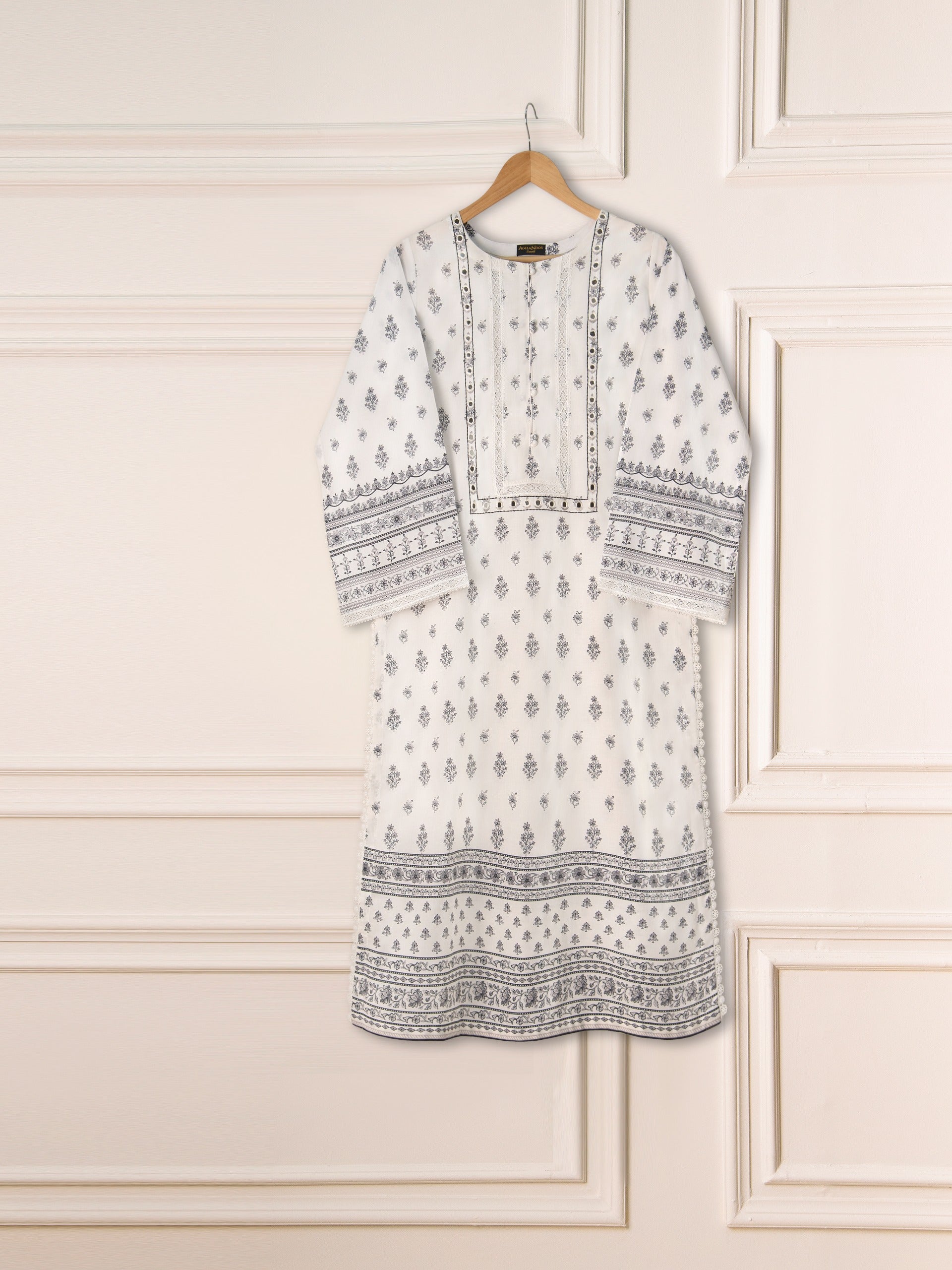 2 Piece - Embroidered Printed Cambric Shirt S111208 - Image 2