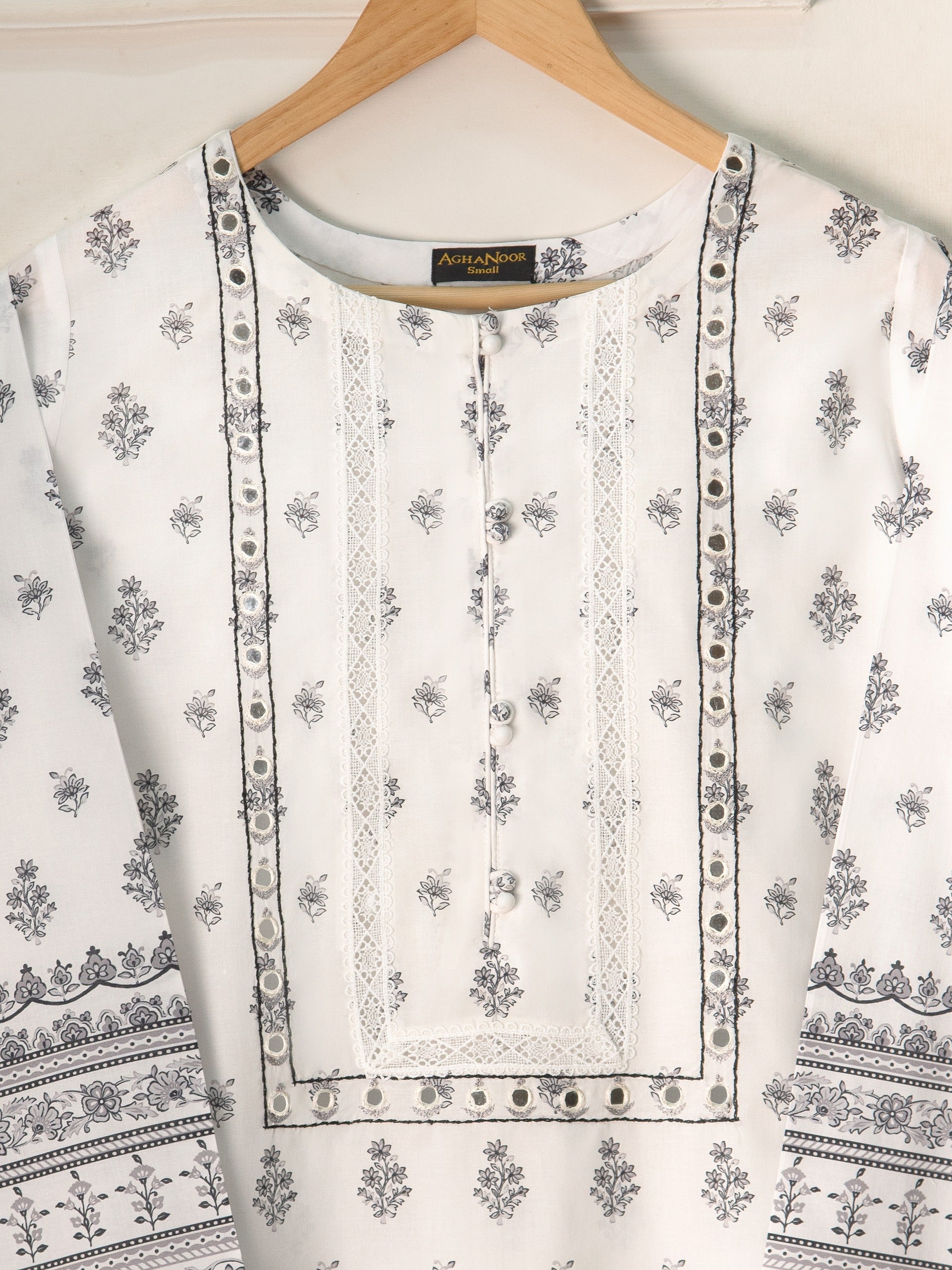 2 Piece - Embroidered Printed Cambric Shirt S111208 - Image 3