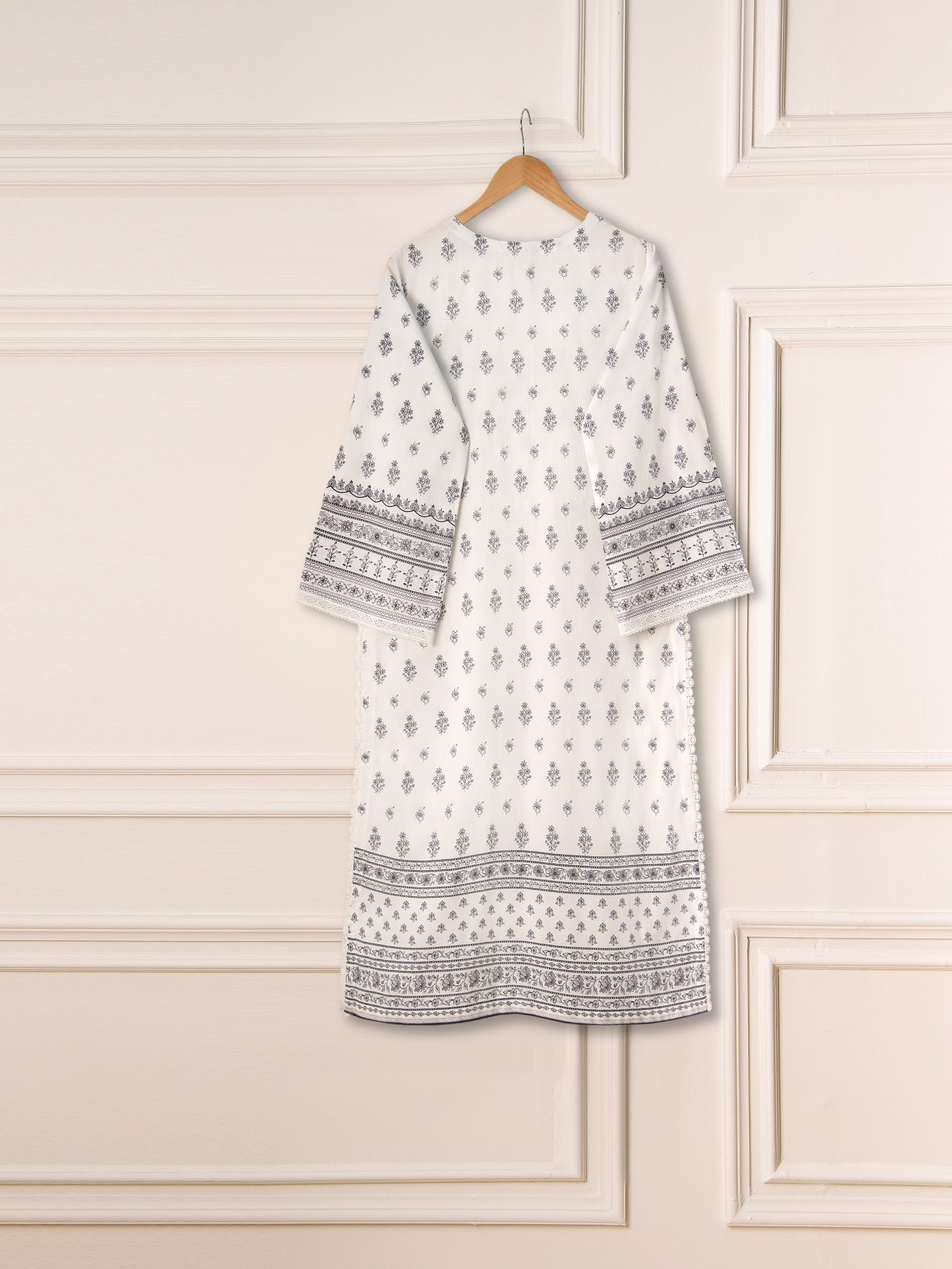 2 Piece - Embroidered Printed Cambric Shirt S111208 - Image 5