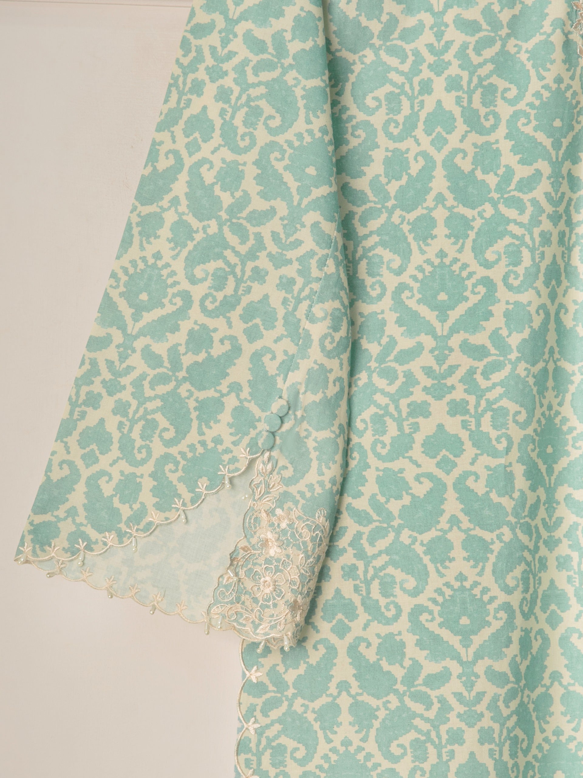 2 Piece - Embroidered Printed Cambric Suit S111257 - Image 3