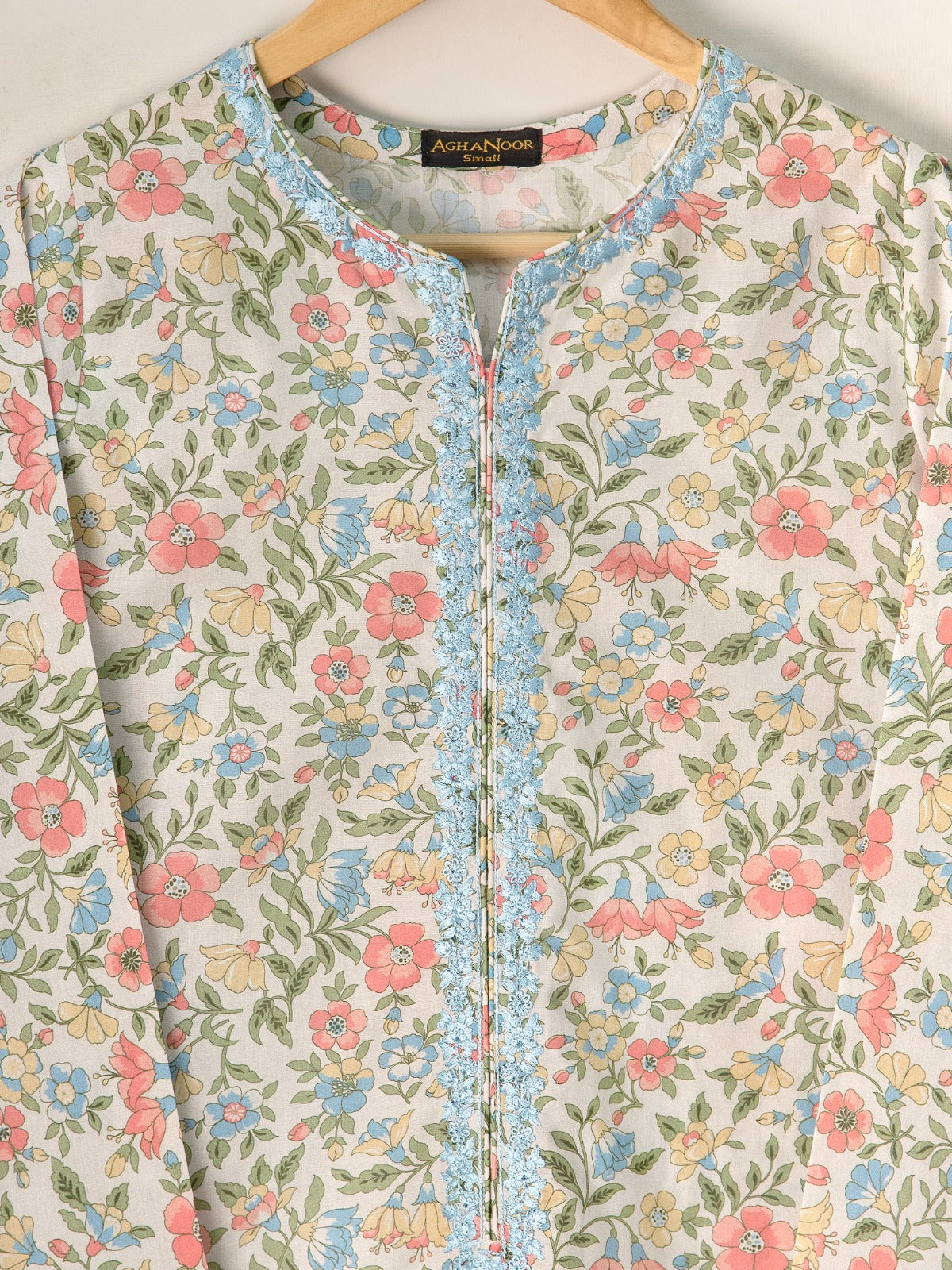2 Piece - Embroidered Printed Cambric Suit S111130 - Image 3