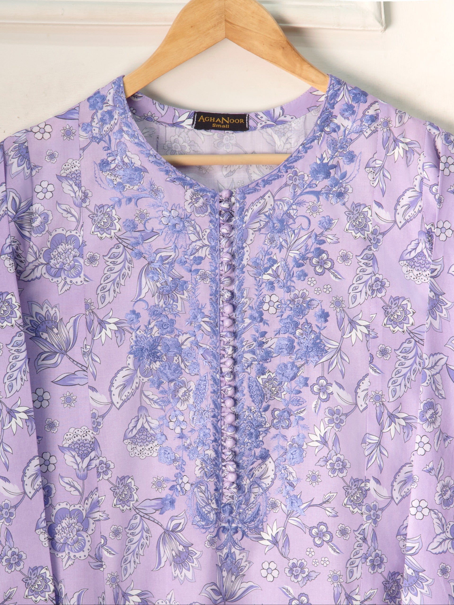2 Piece - Embroidered Printed Cambric Suit S111138 - Image 2