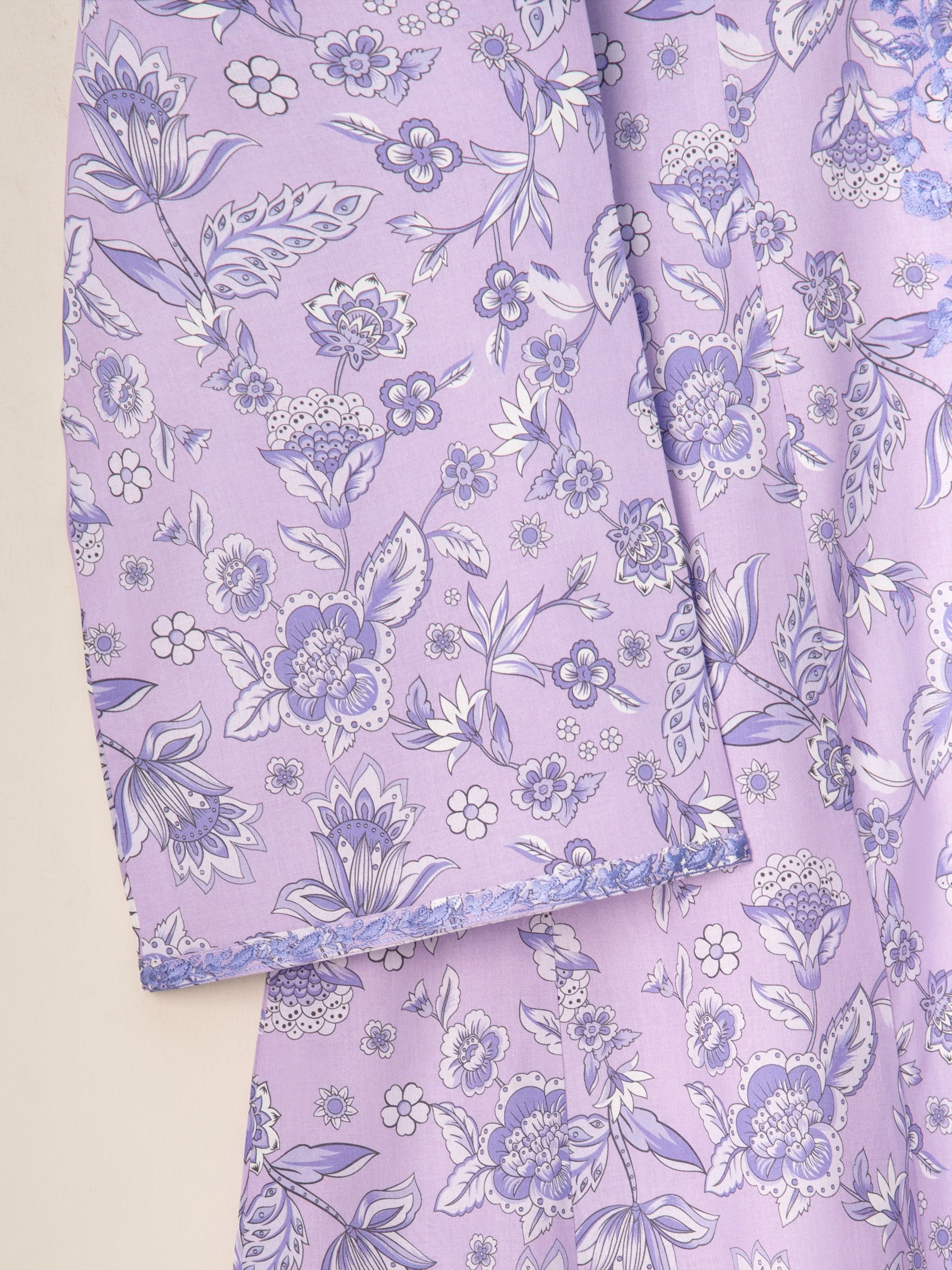 2 Piece - Embroidered Printed Cambric Suit S111138 - Image 3