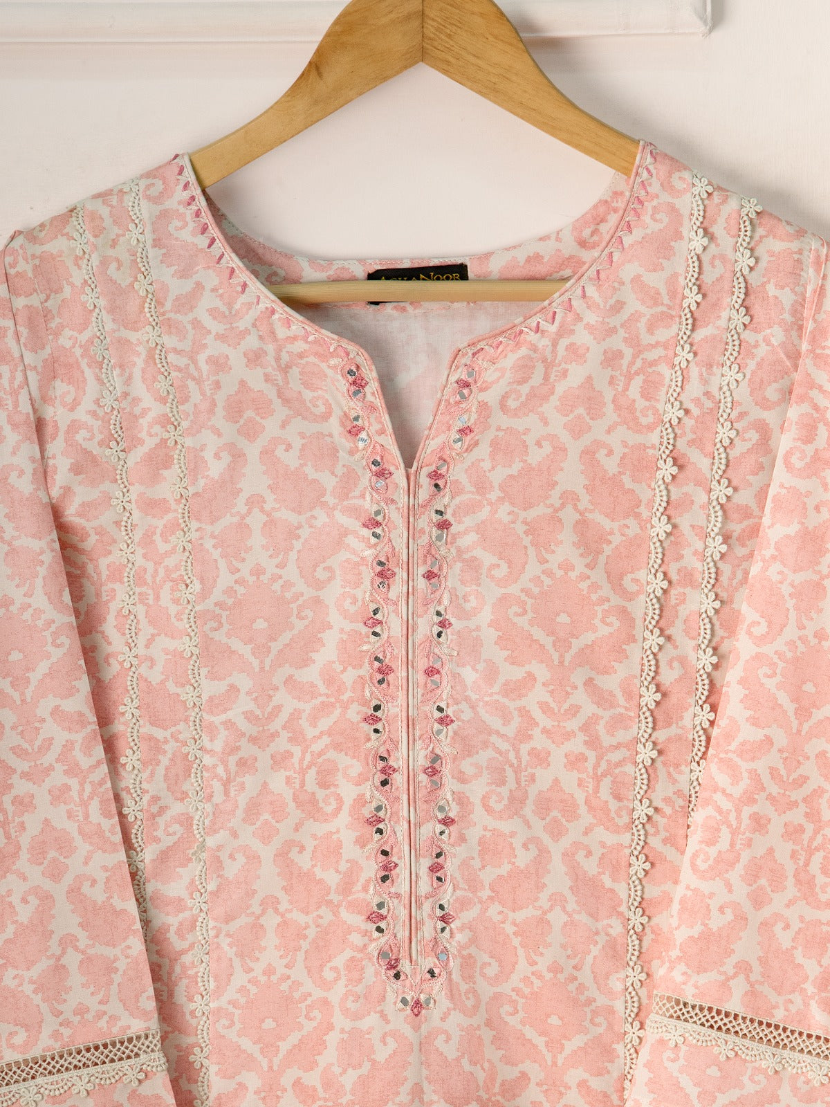 2 Piece - Embroidered Printed Cambric Suit S111266 - Image 3
