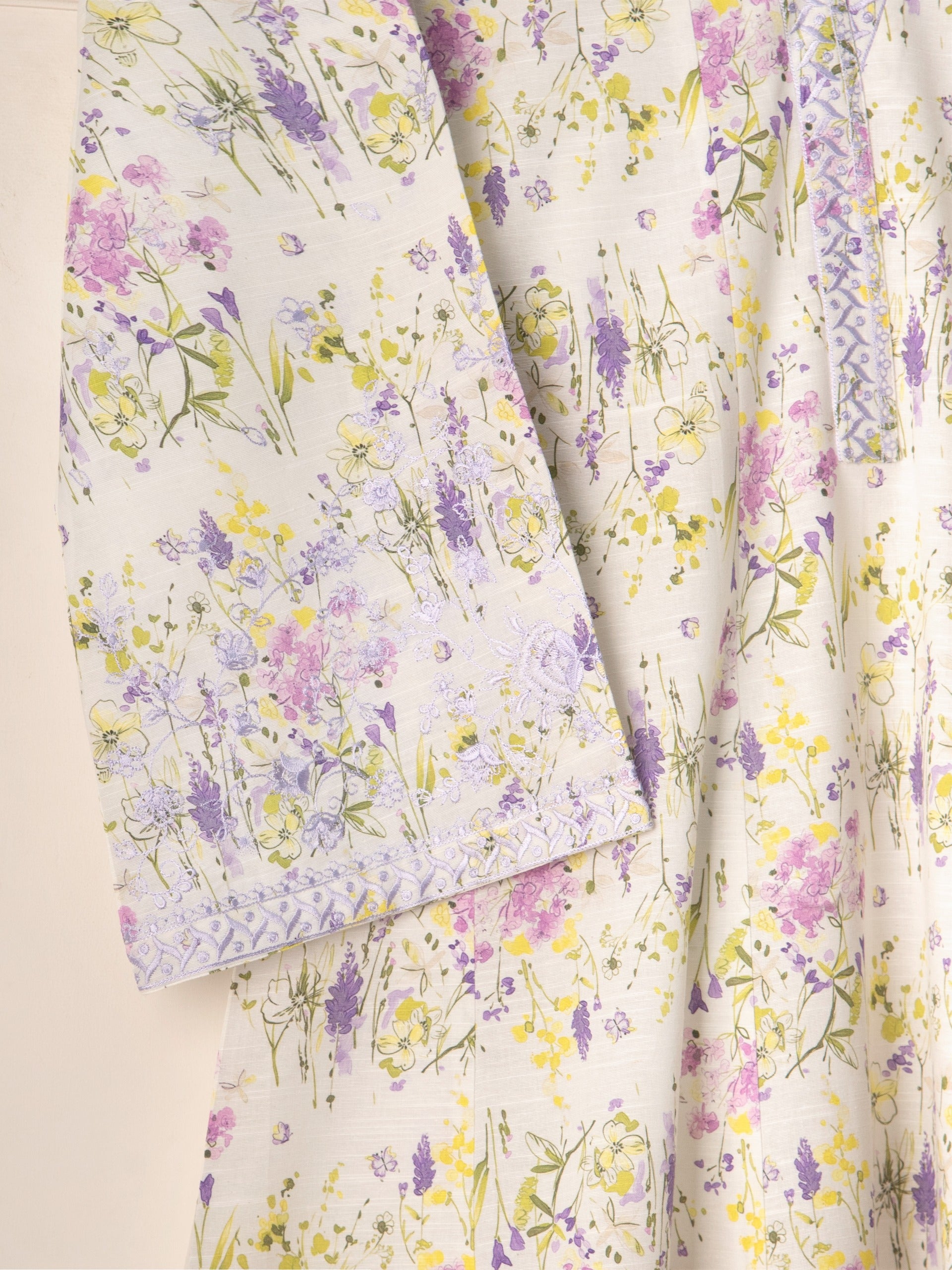 2 Piece - Embroidered Printed Khaddar Frock S110975 - Image 3