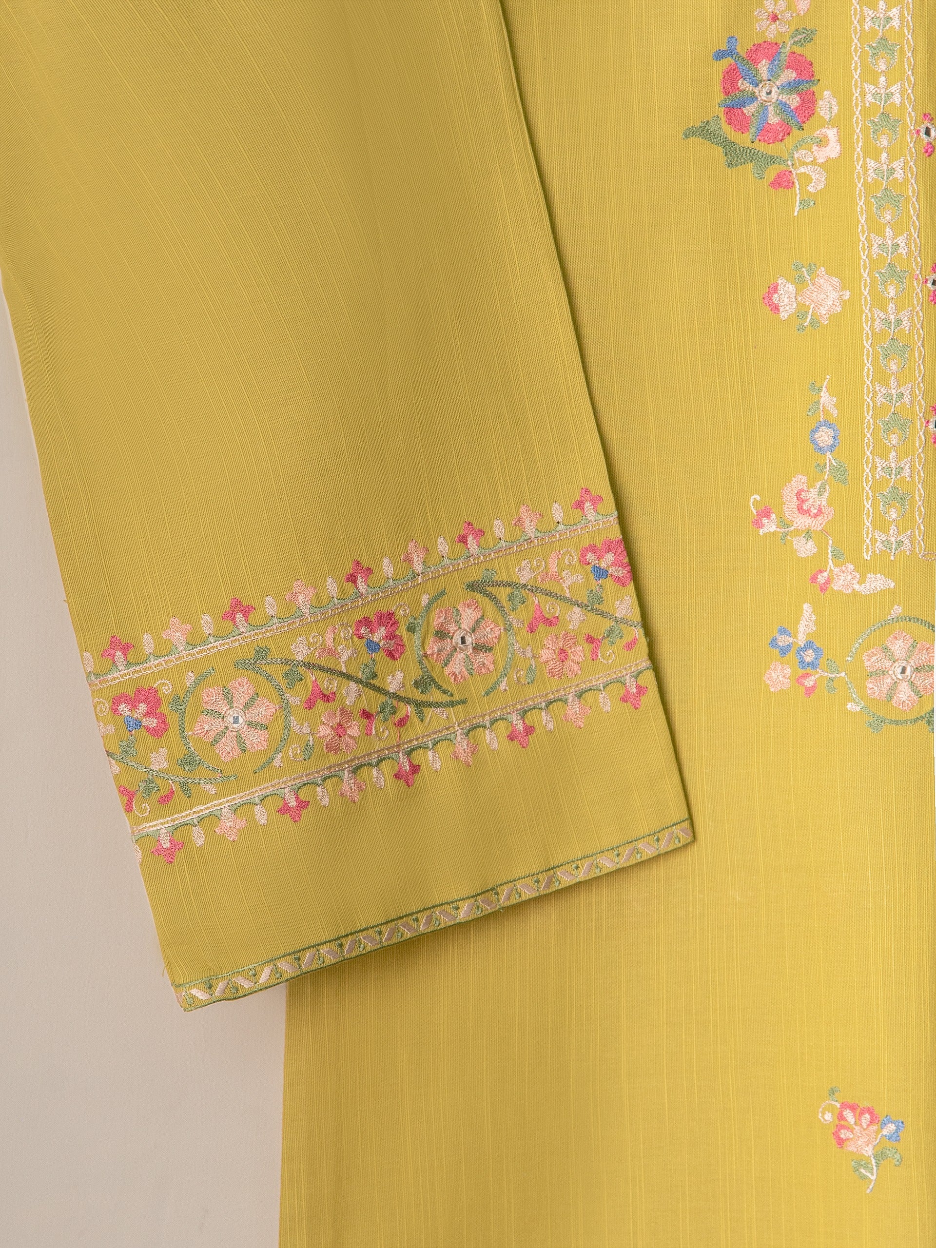 2 Piece- Embroidered Pure Karandi Shirt S110831 - Image 4