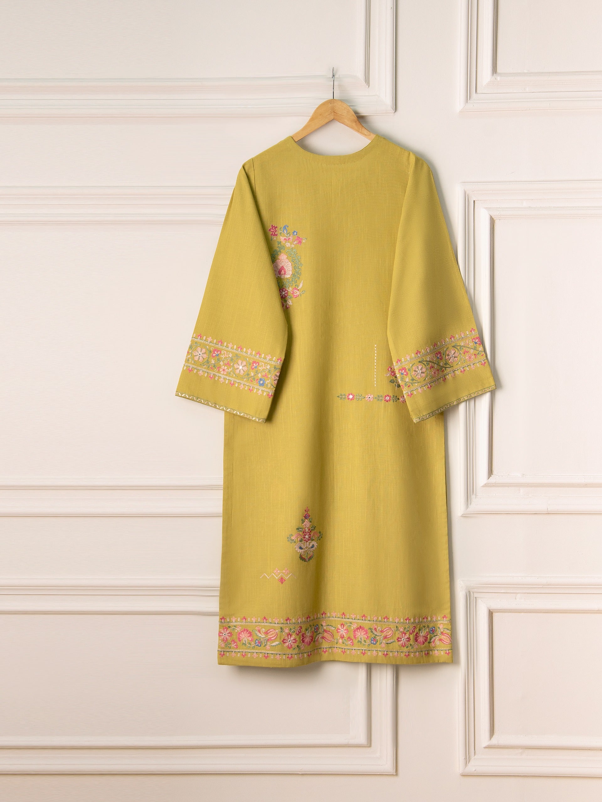 2 Piece- Embroidered Pure Karandi Shirt S110831 - Image 5