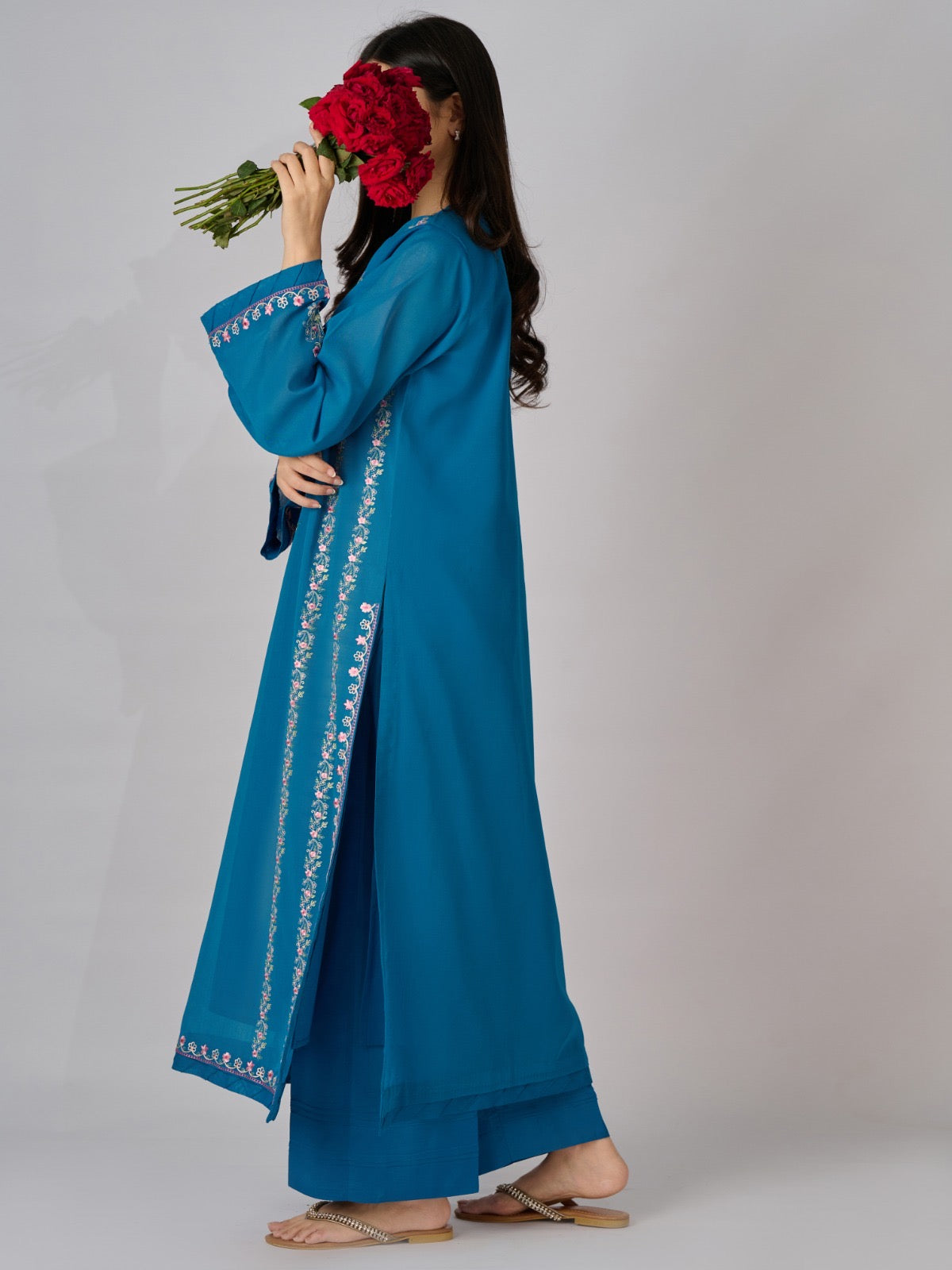 2 Piece - Embroidered Pure Swiss Voile Suit S110336 - Image 5