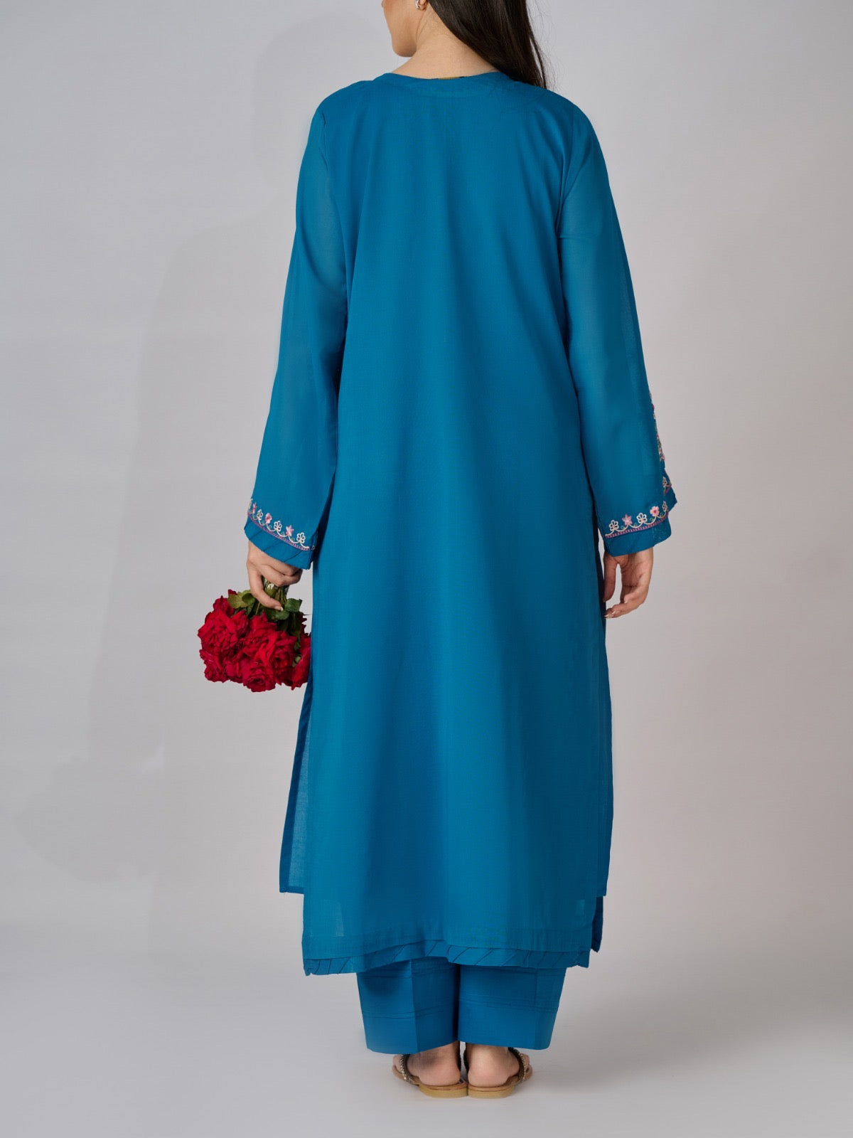 2 Piece - Embroidered Pure Swiss Voile Suit S110336 - Image 6