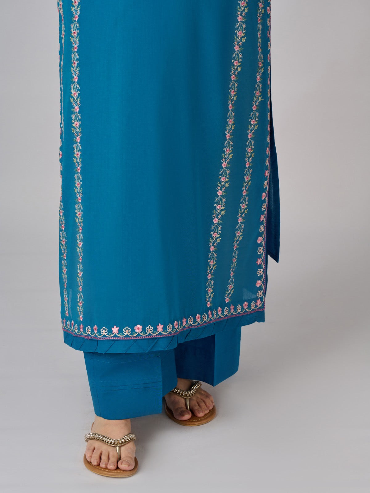 2 Piece - Embroidered Pure Swiss Voile Suit S110336 - Image 8