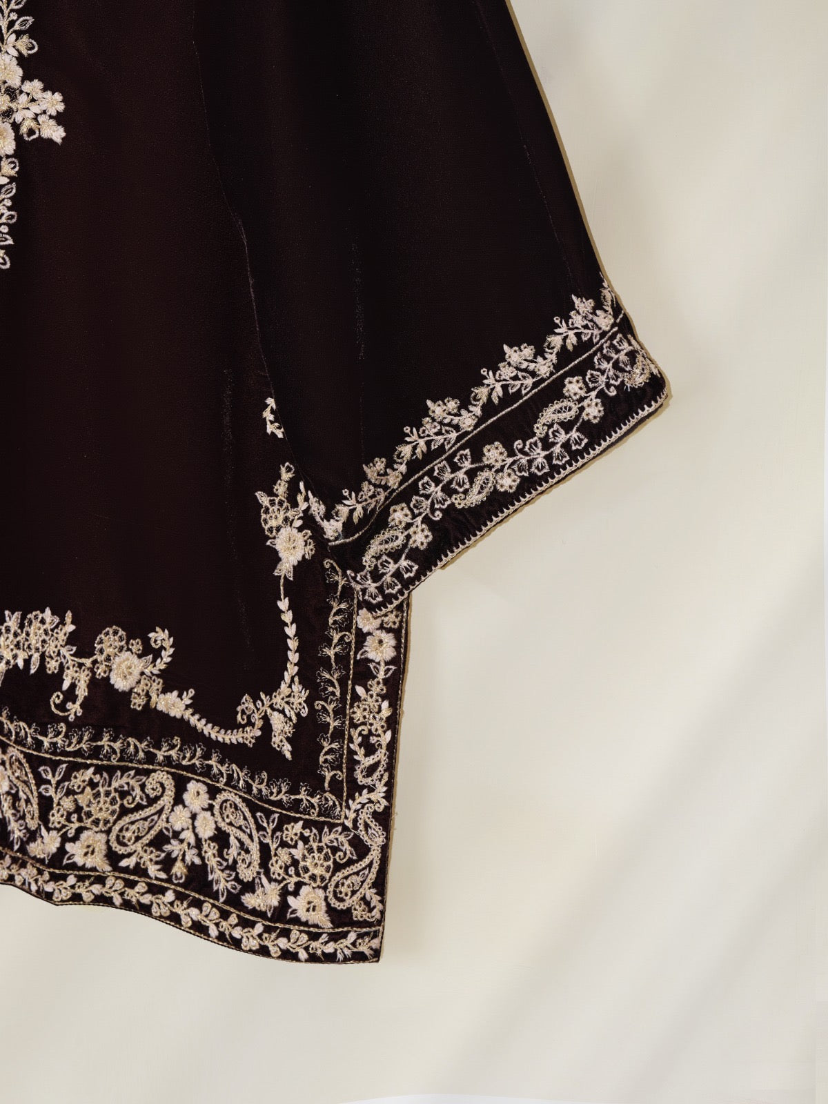 2 Piece- Embroidered Velvet Suit S110391 - Image 4