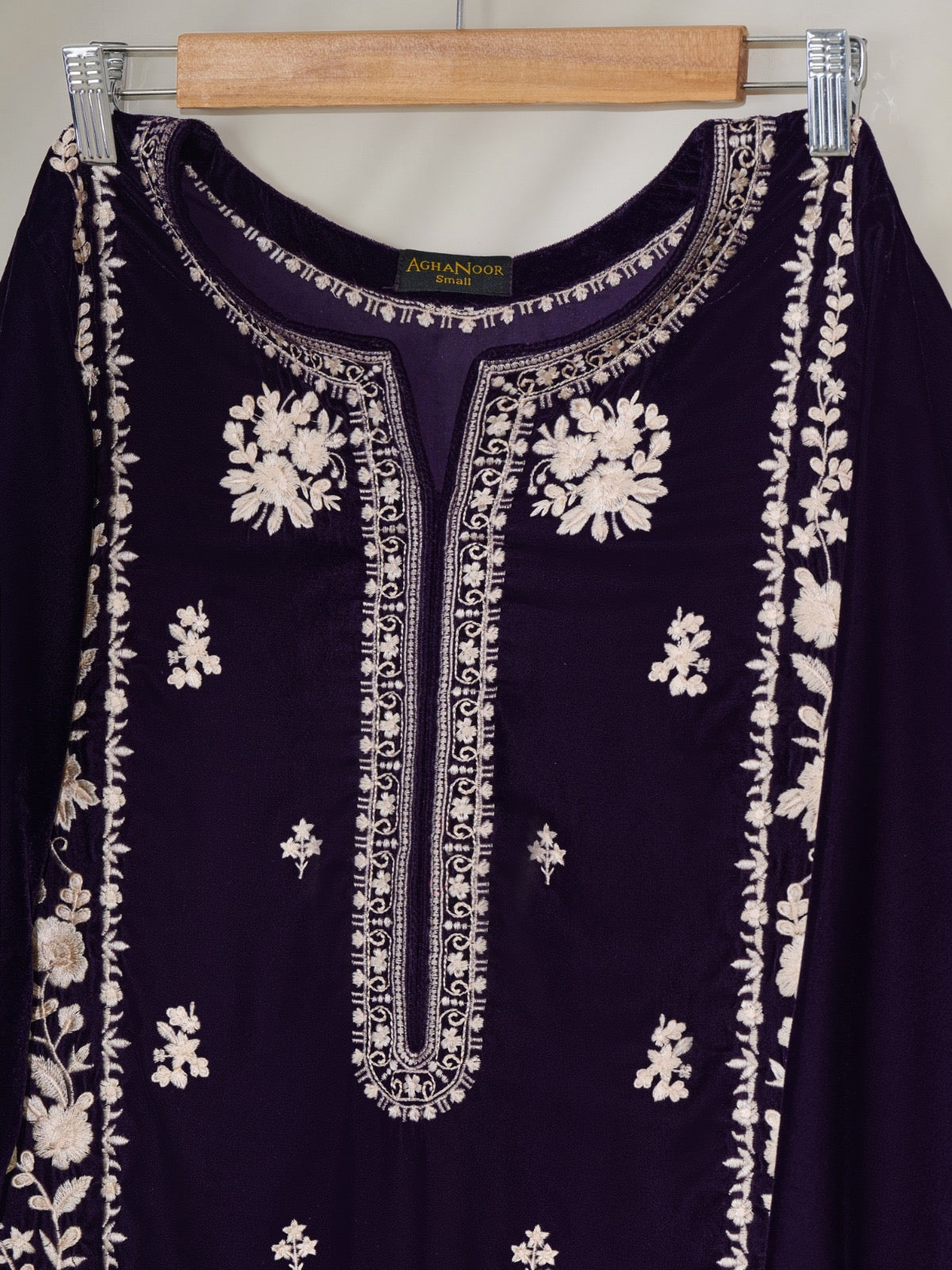 2 Piece- Embroidered Velvet Suit S110392 - Image 2