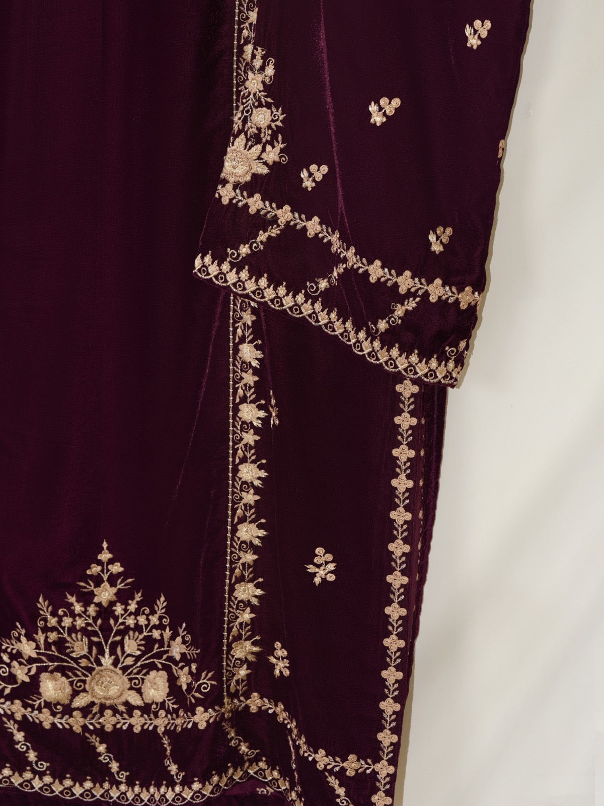 2 Piece- Embroidered Velvet Suit S110393 - Image 3