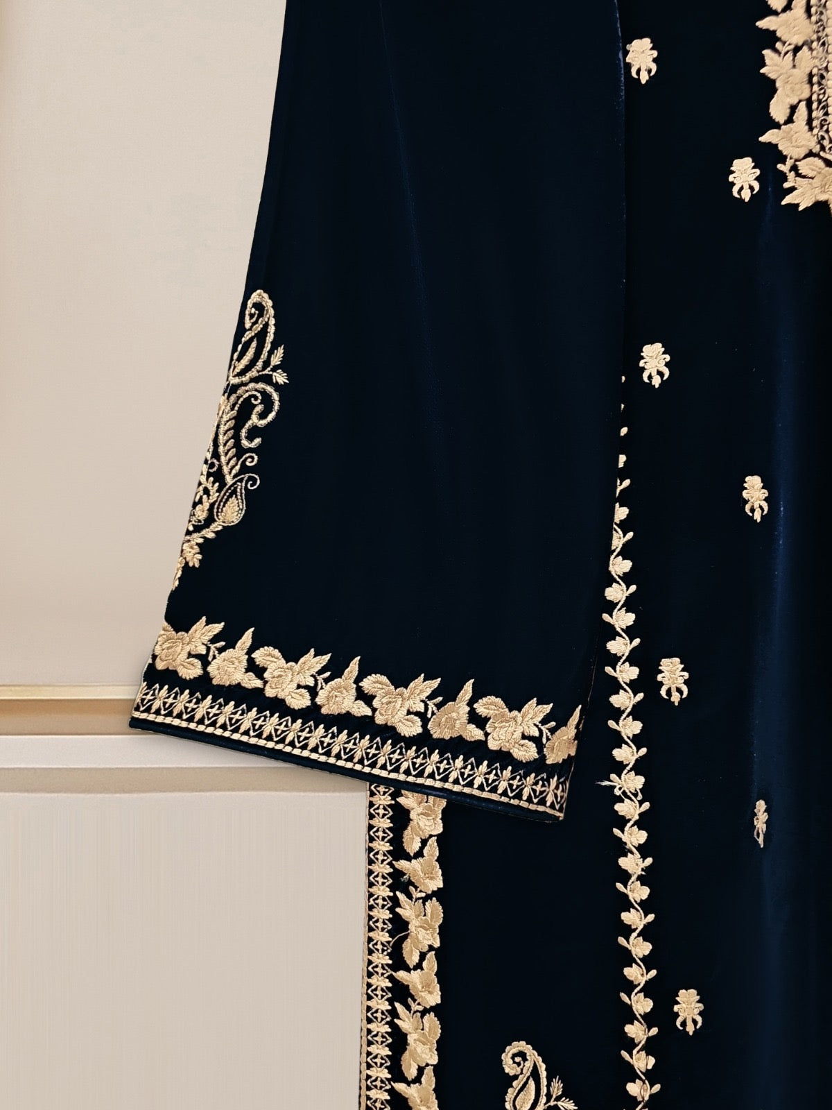 2 Piece- Embroidered Velvet Suit S110489 - Image 5