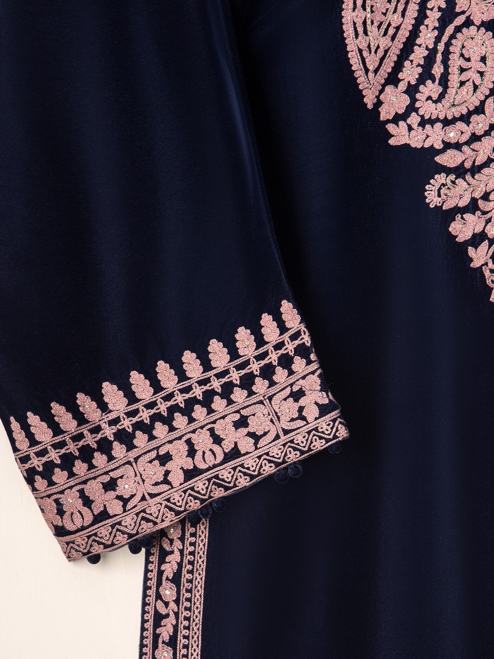 2 Piece- Embroidered Velvet Suit S110858 - Image 3